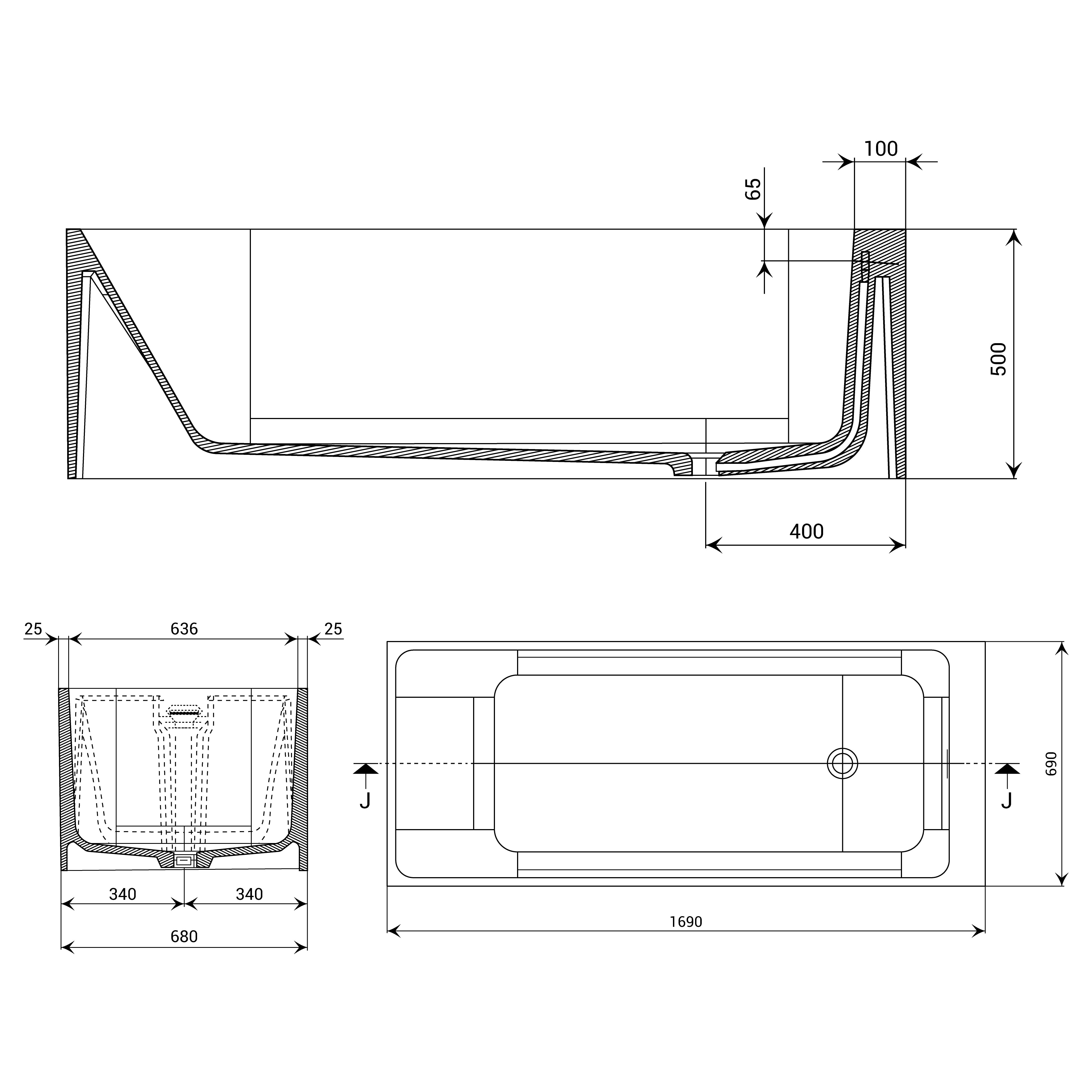 DOMUS LIVING ORIA FREESTANDING BATHTUB WITH OVERFLOW MATTE WHITE 1690MM