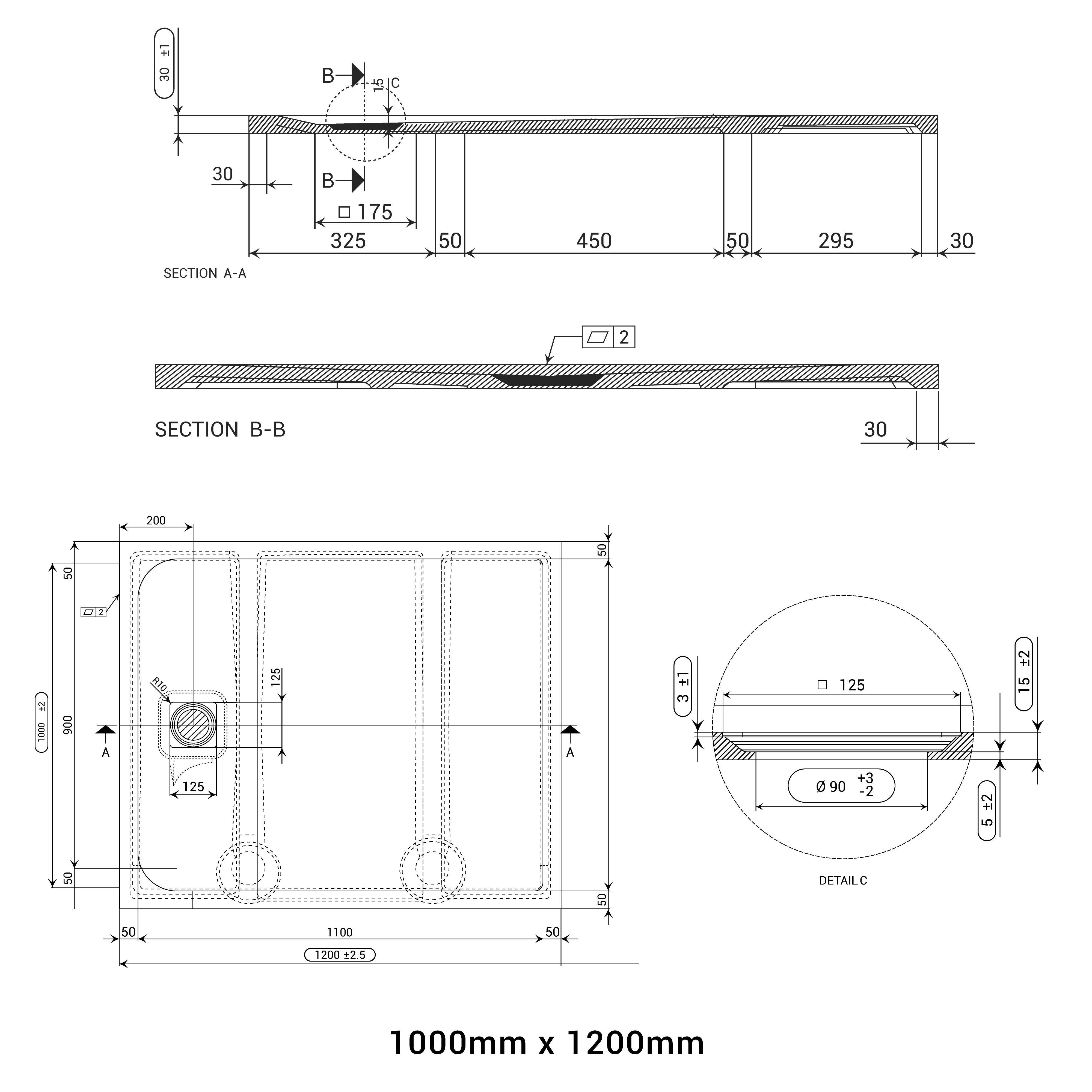 DOMUS LIVING PIETRA BIANCO SHOWER FLOOR (CUSTOM SIZING)