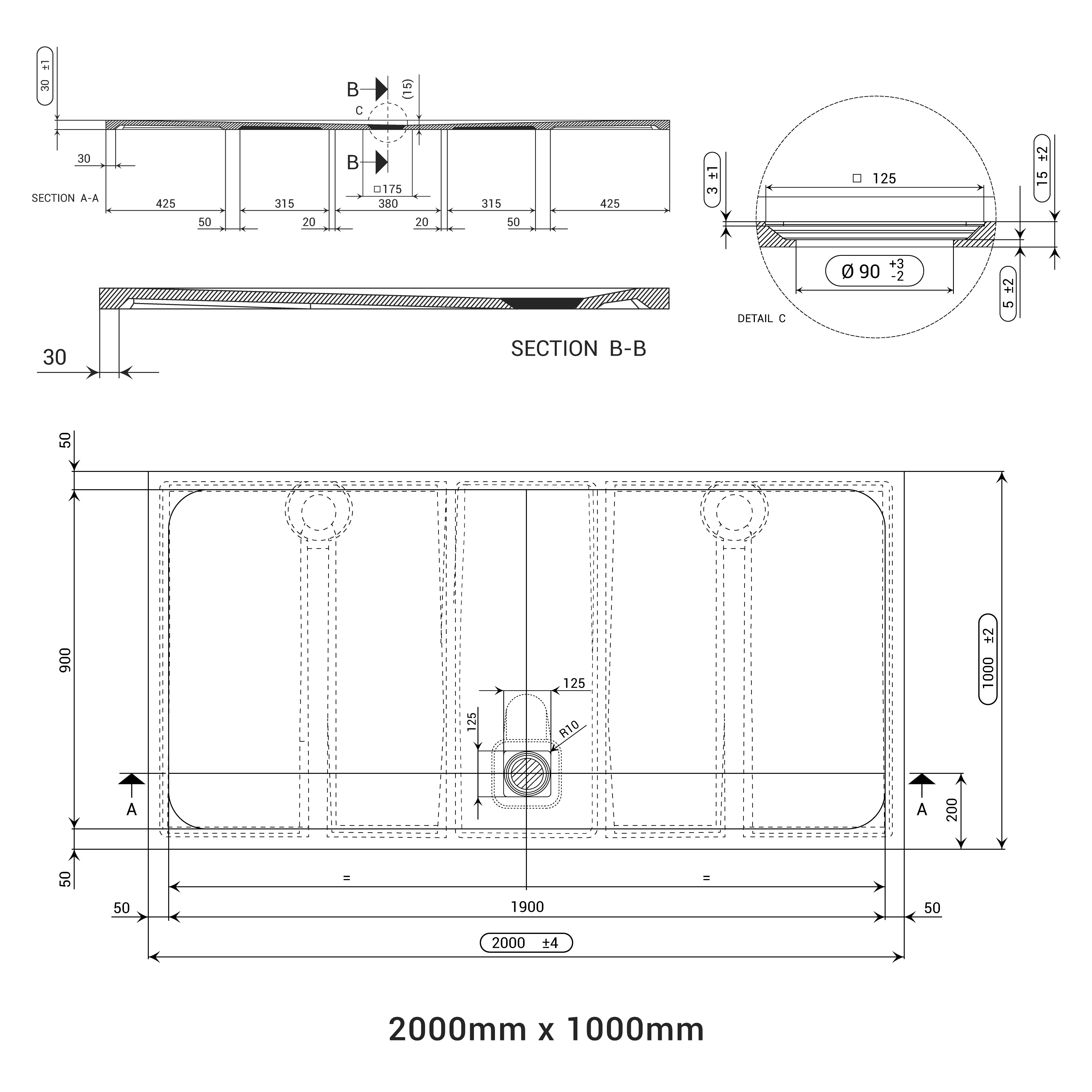 DOMUS LIVING PIETRA CAPPUCCINO SHOWER FLOOR (CUSTOM SIZING)