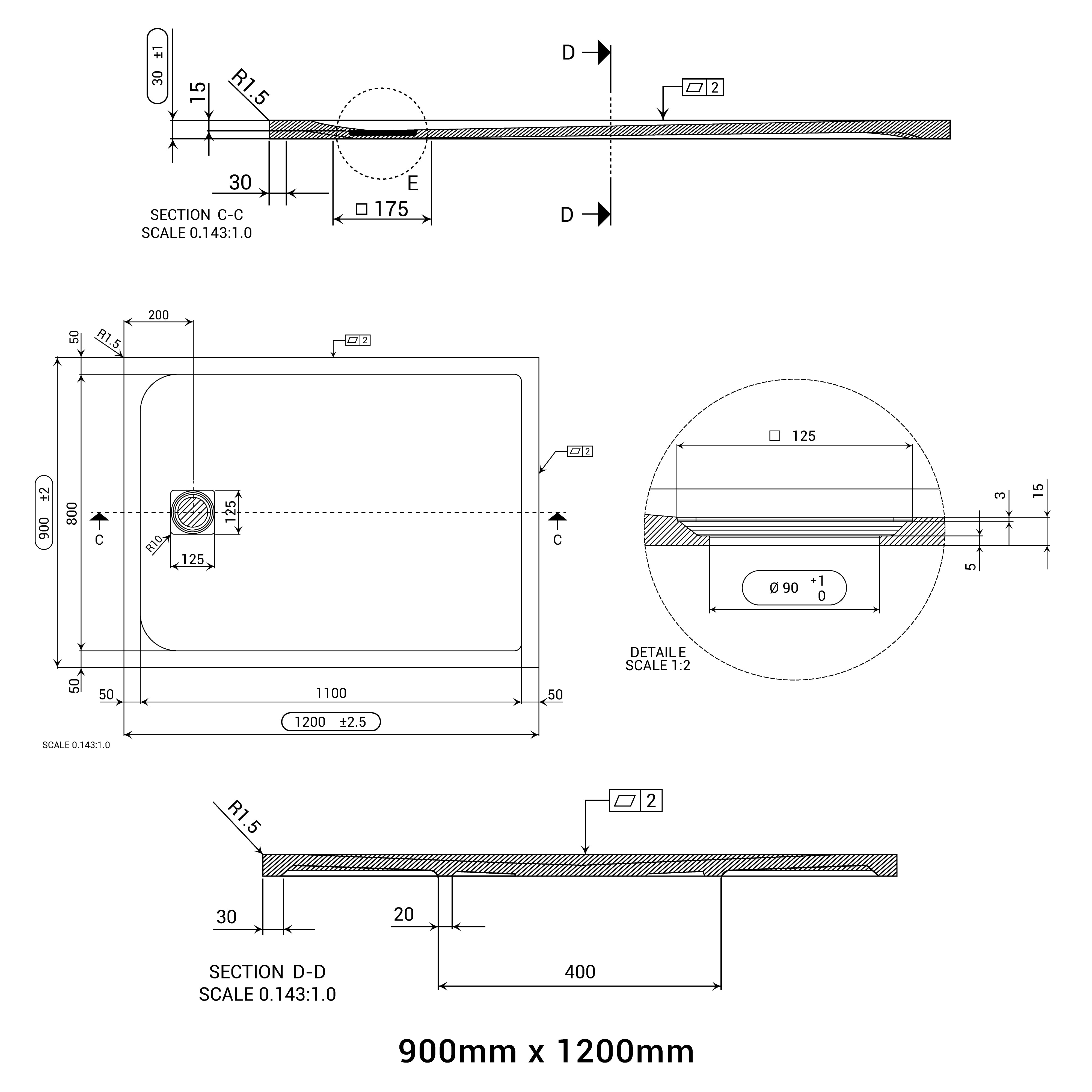 DOMUS LIVING PIETRA CAPPUCCINO SHOWER FLOOR (CUSTOM SIZING)