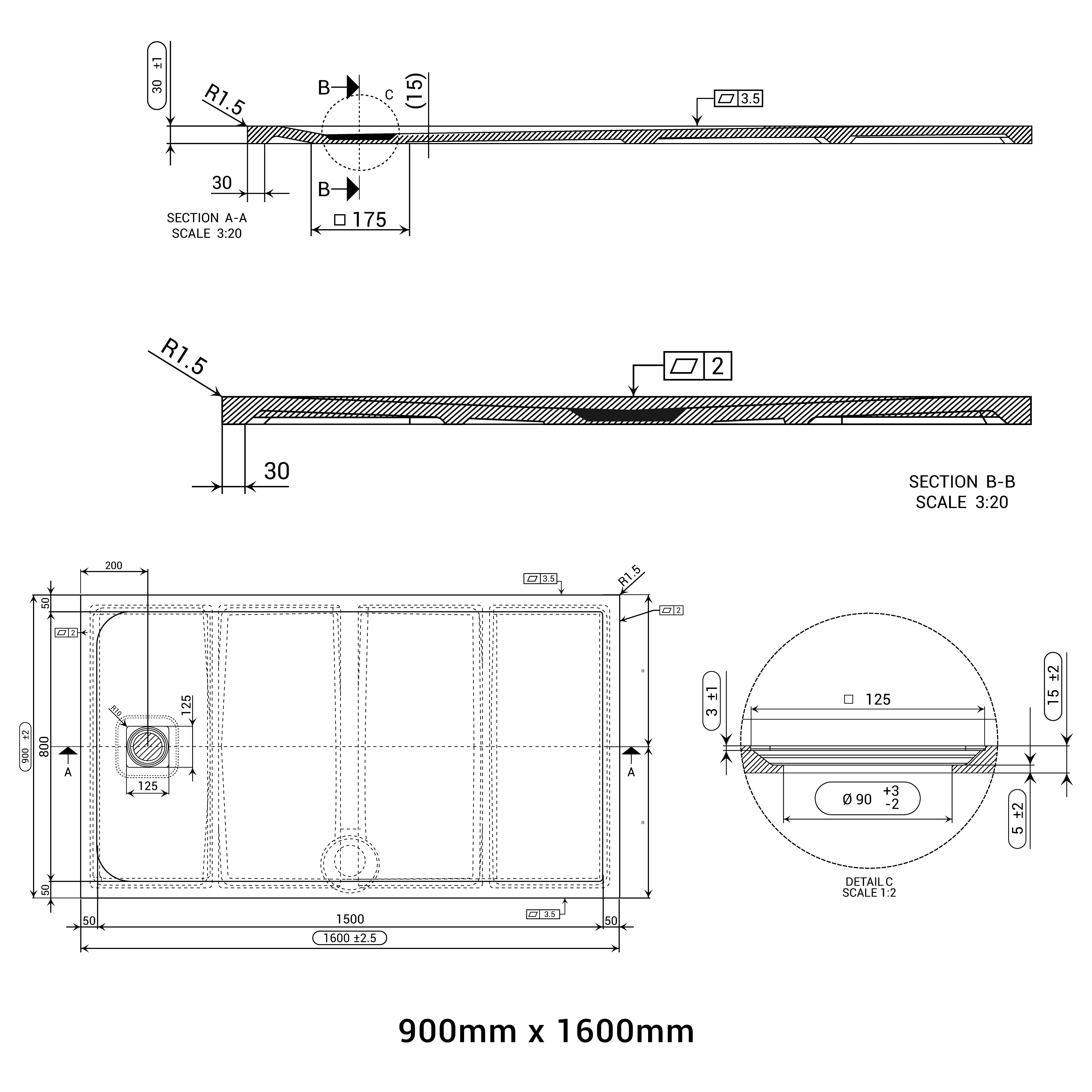 DOMUS LIVING PIETRA CAPPUCCINO SHOWER FLOOR (CUSTOM SIZING)