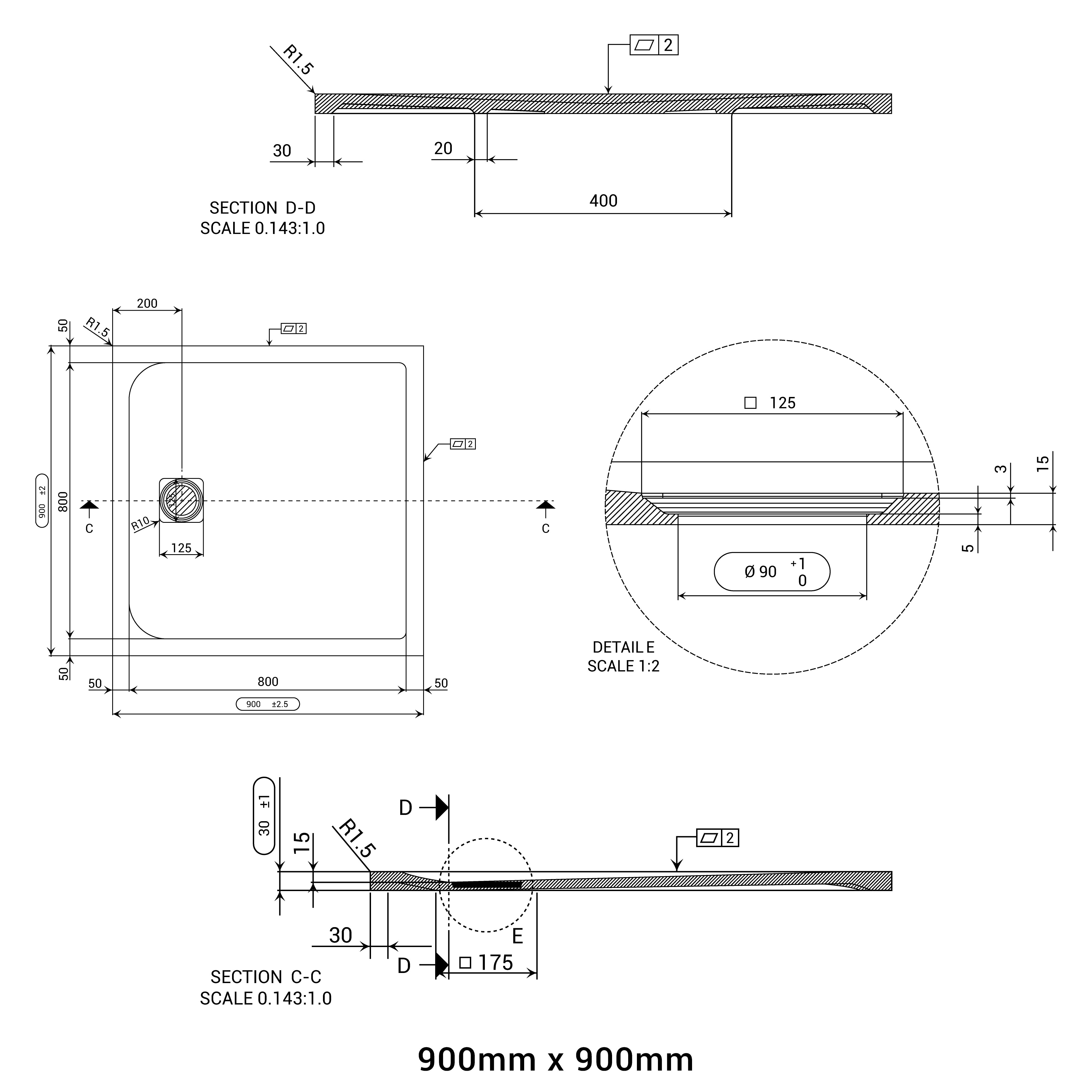 DOMUS LIVING PIETRA GRIGIO ASH SHOWER FLOOR (CUSTOM SIZING)