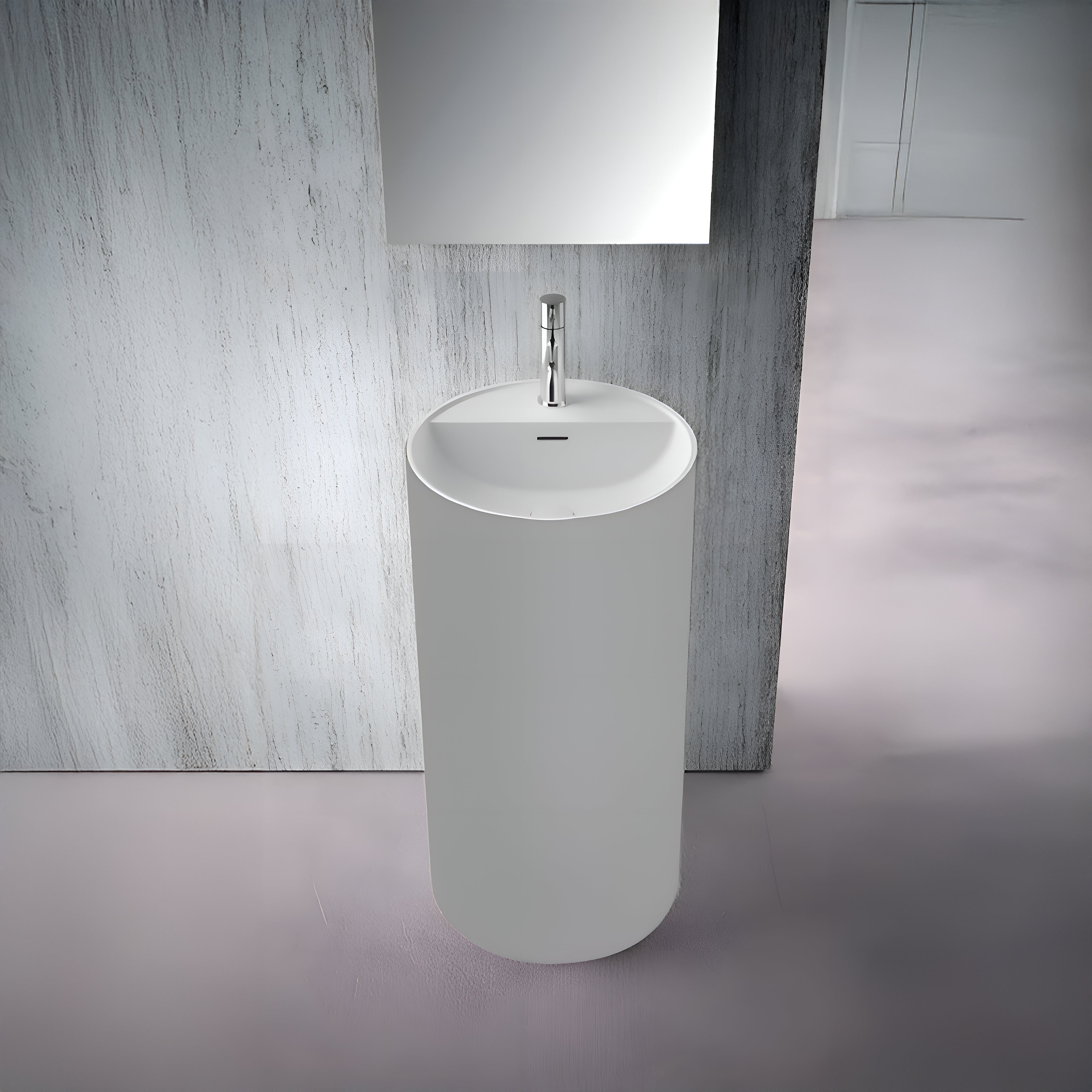 DOMUS LIVING COLONNA ROUND X FREESTANDING BASIN WITH OVERFLOW MATTE WHITE 440MM