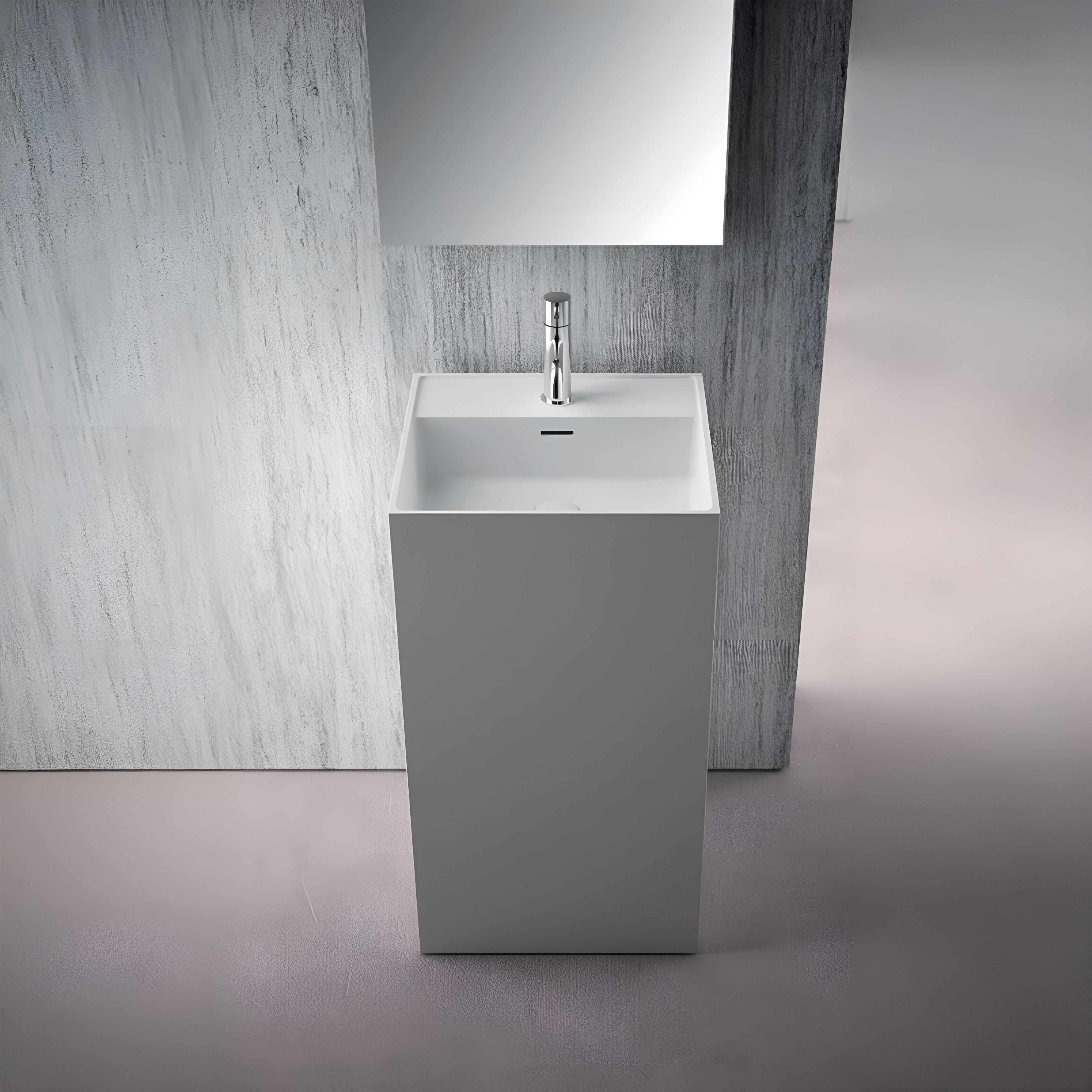 DOMUS LIVING COLONNA SQUARE X FREESTANDING BASIN WITH OVERFLOW MATTE WHITE 440MM