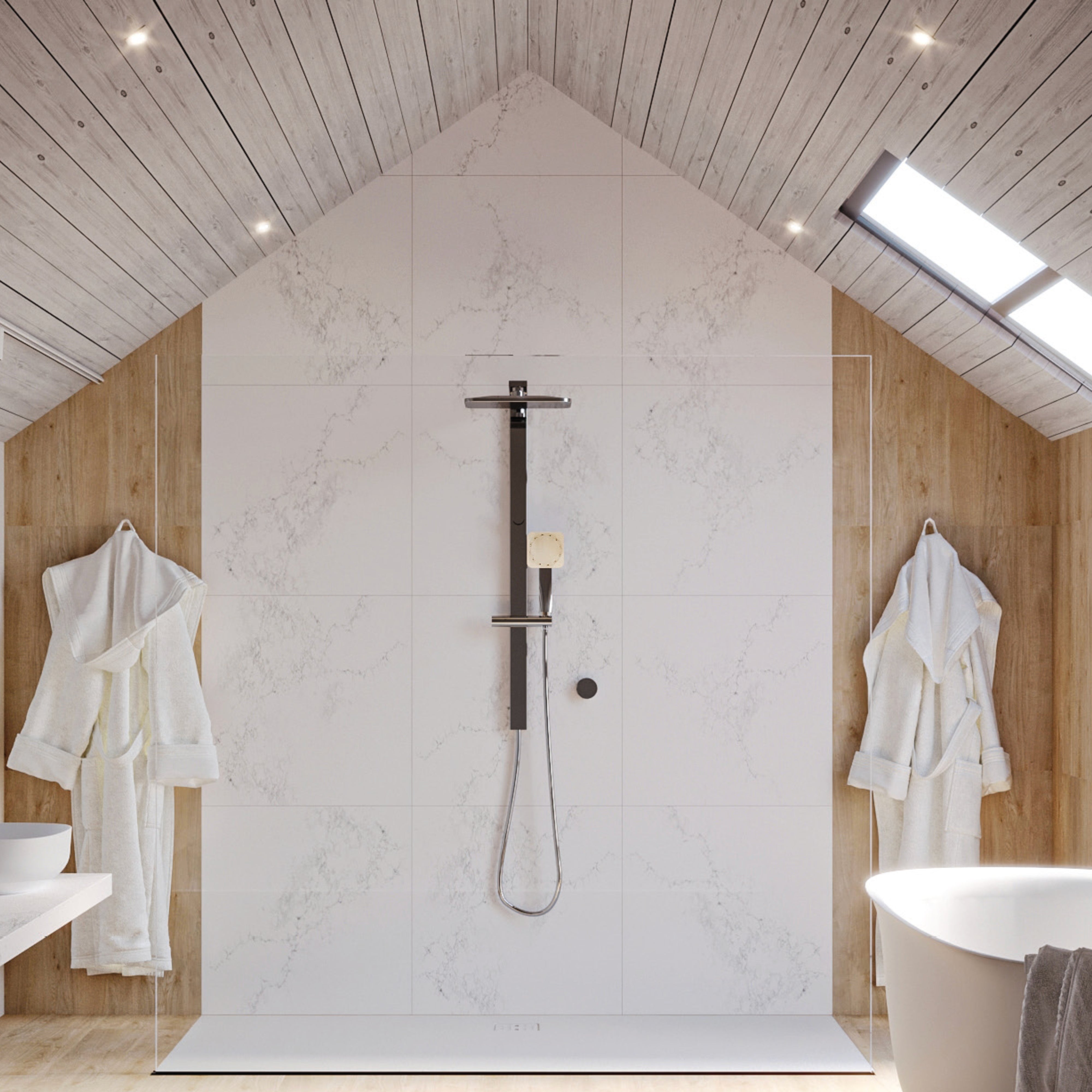 DOMUS LIVING PIETRA BIANCO SHOWER FLOOR (CUSTOM SIZING)