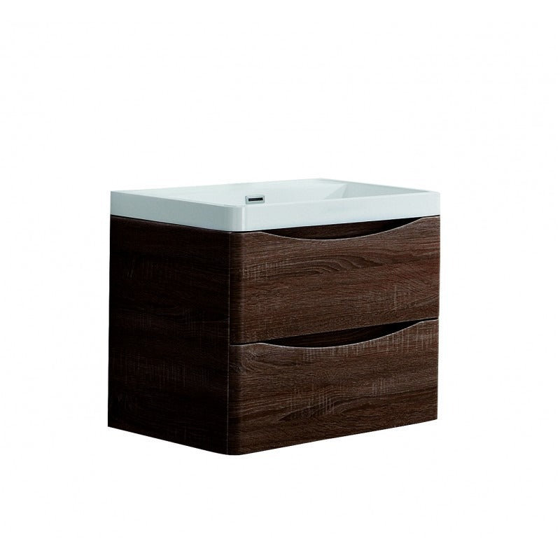 BEL BAGNO ANCONA ROSE WOOD 600MM SINGLE BOWL WALL HUNG VANITY AND BASIN