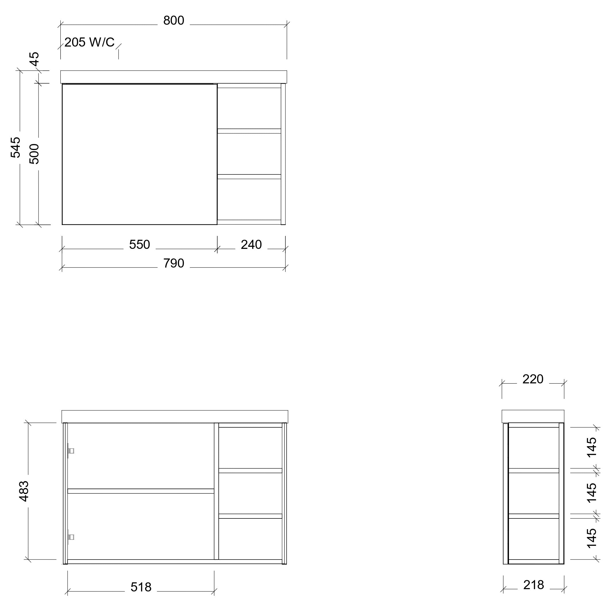 TIMBERLINE EADIE 800MM SPACE SAVING SINGLE BOWL CUSTOM WALL HUNG VANITY