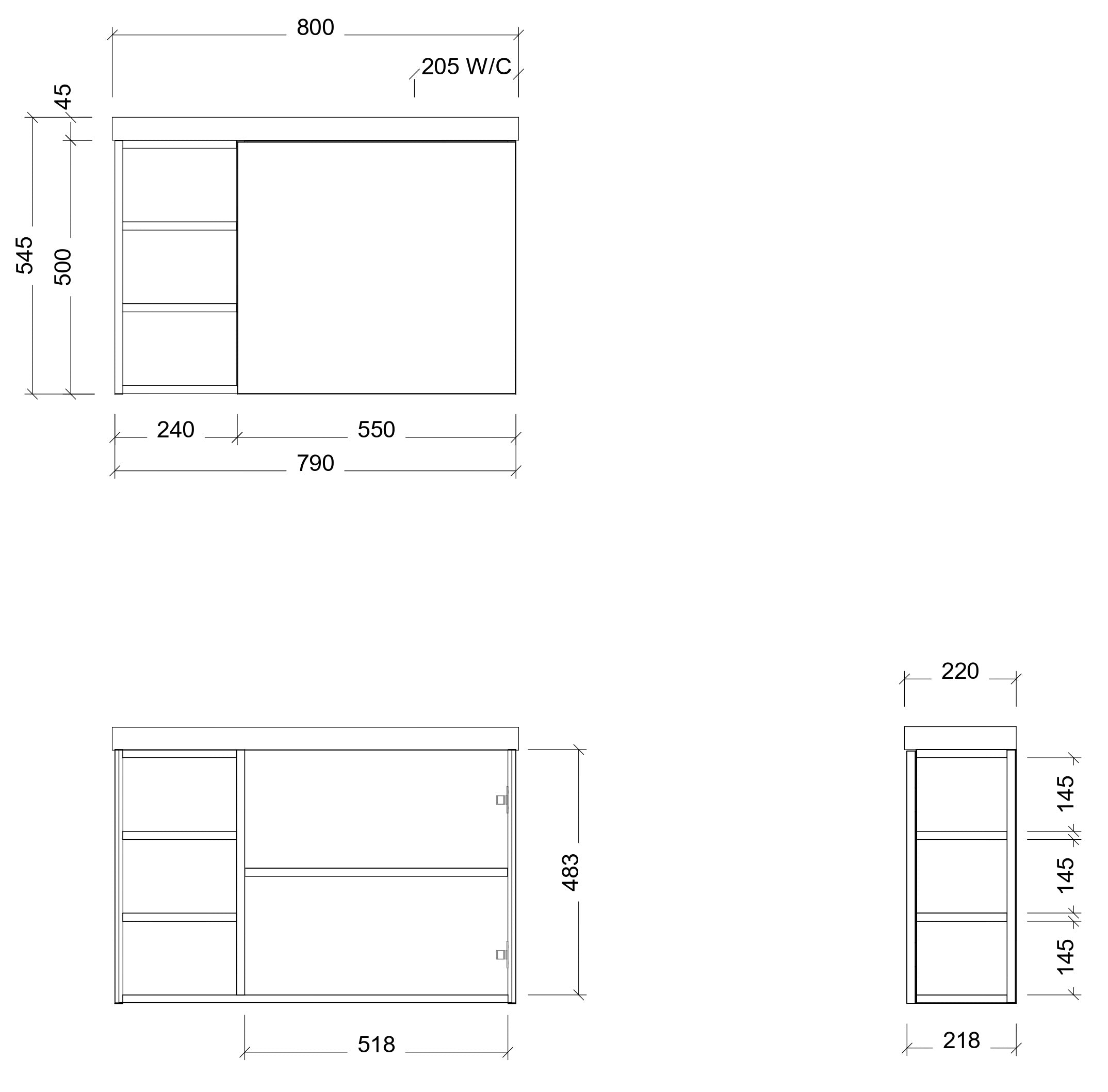 TIMBERLINE EADIE 800MM SPACE SAVING SINGLE BOWL CUSTOM WALL HUNG VANITY