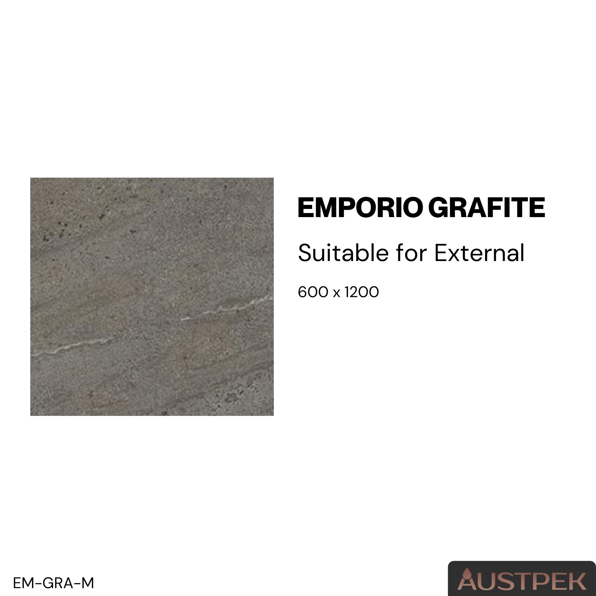 ELITE EMPORIO GRAFITE MATTE 600X1200MM RECTANGULAR TILE (PER BOX)