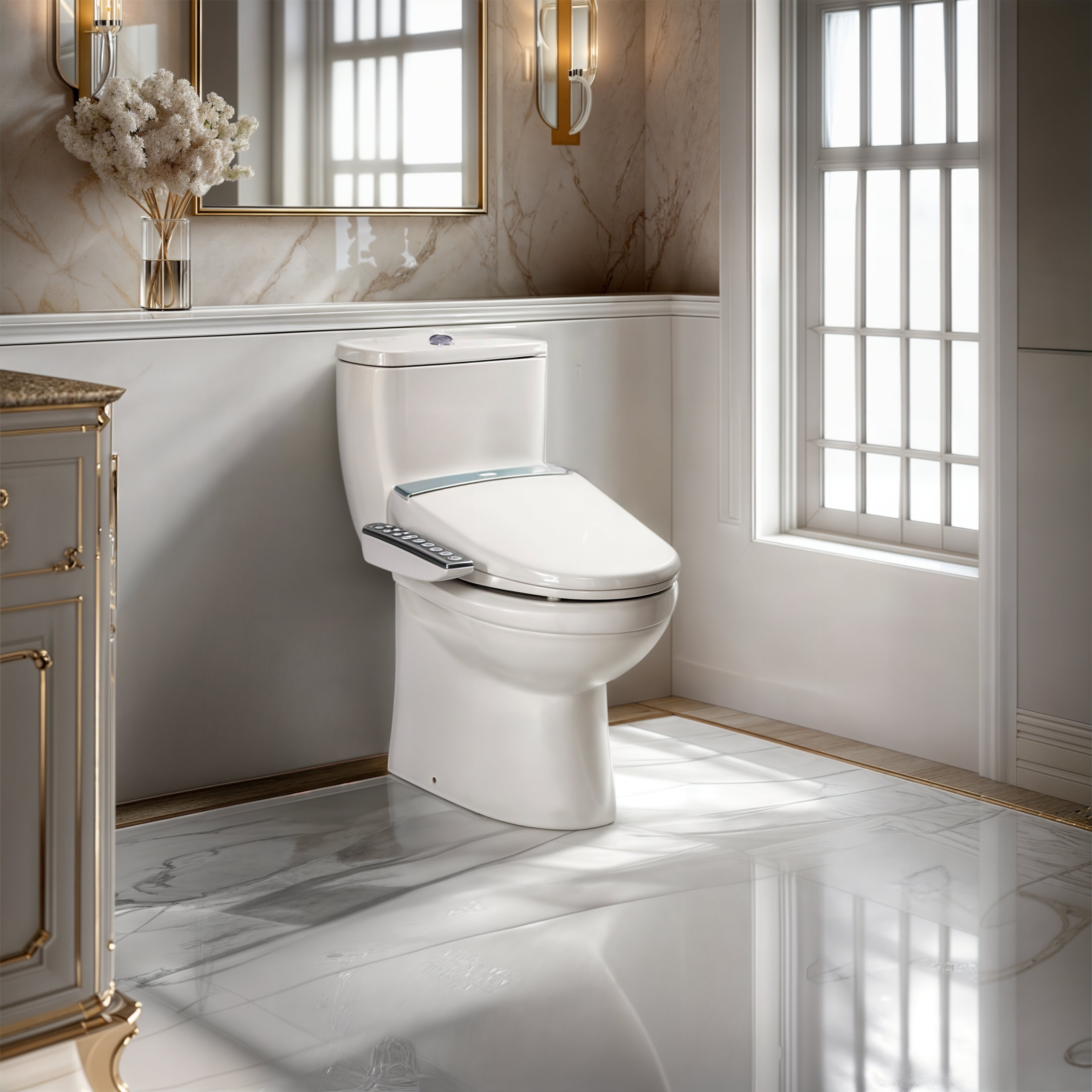 KOHLER X ENGLEFIELD ELECTRONIC BIDET SEAT WITH SIDE CONTROL GLOSS WHITE ELONGATED