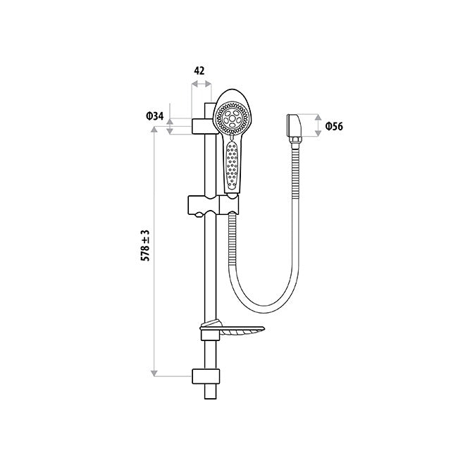 LINKWARE ELLE COBRA RAIL SHOWER CHROME