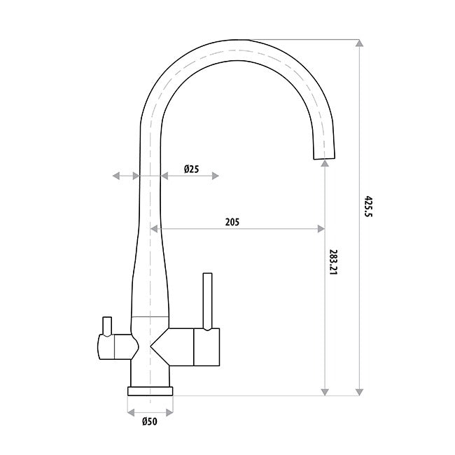 LINKWARE ELLE FILTER SINK MIXER 425MM STAINLESS STEEL