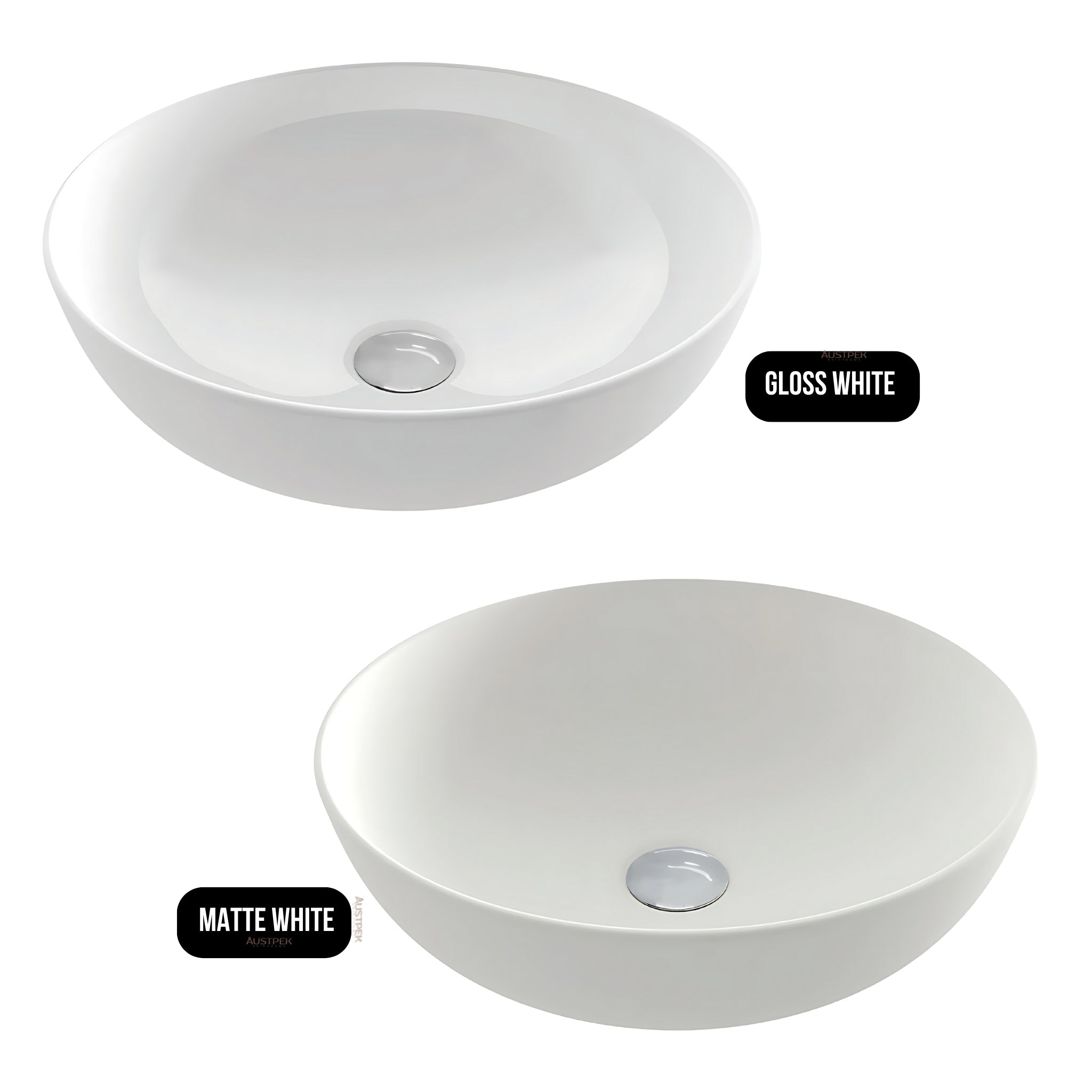 TURNER HASTINGS FINO ROUND ABOVE COUNTER FIRECLAY BASIN GLOSS WHITE 380MM