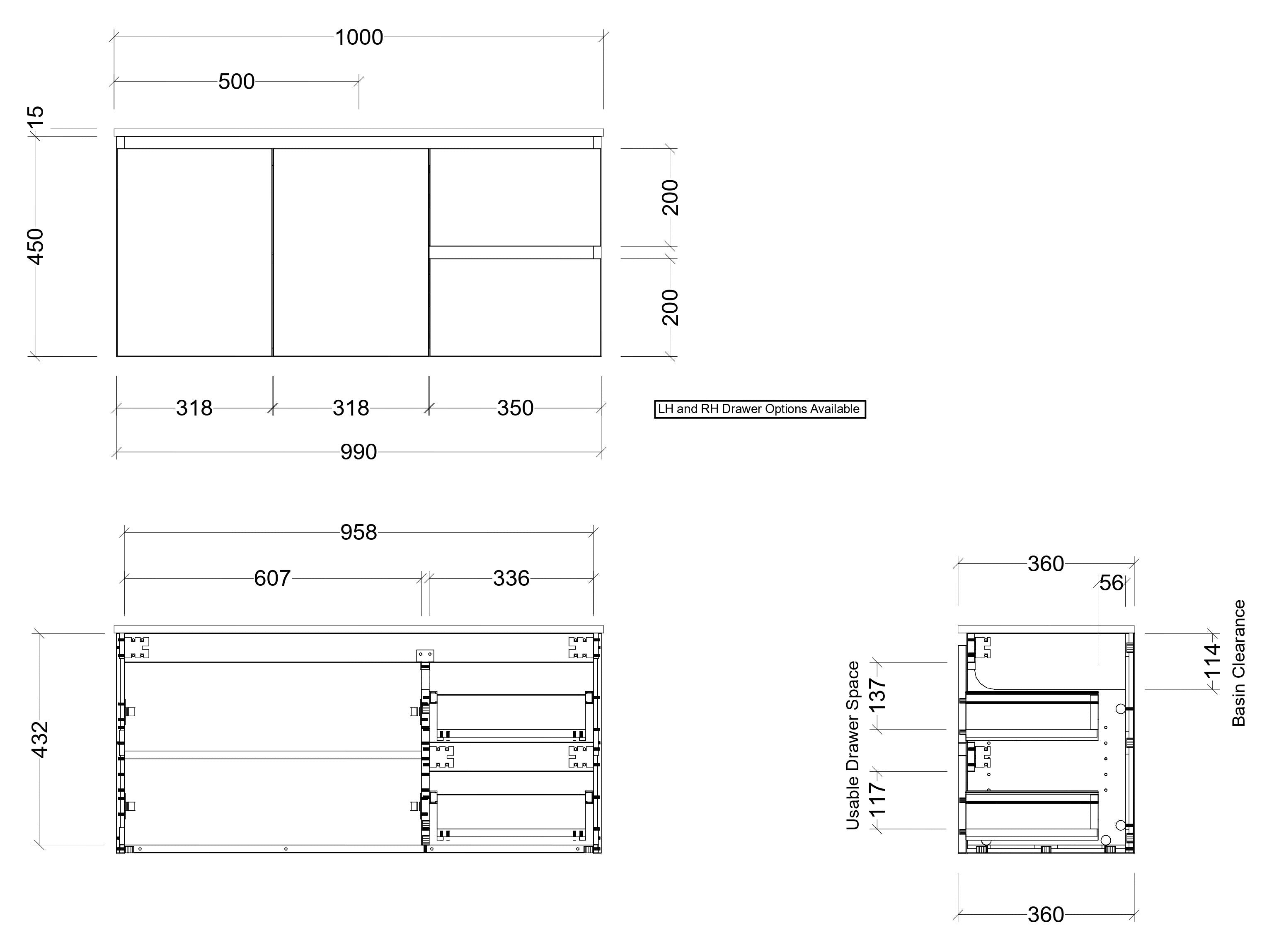 TIMBERLINE FLORIDA ENSUITE SPACE SAVING SINGLE BOWL CUSTOM WALL HUNG VANITY (ALL SIZING)