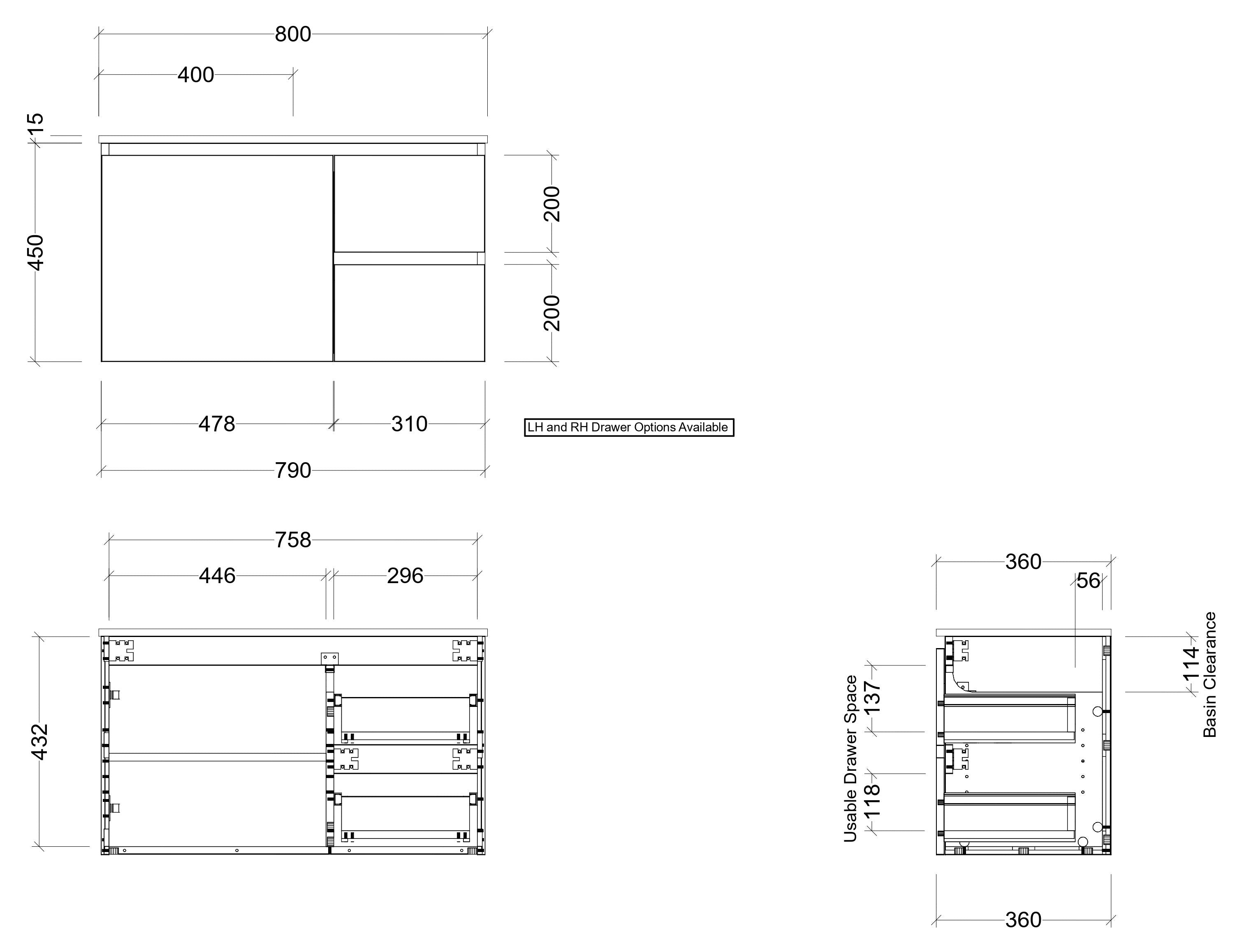 TIMBERLINE FLORIDA ENSUITE SPACE SAVING SINGLE BOWL CUSTOM WALL HUNG VANITY (ALL SIZING)