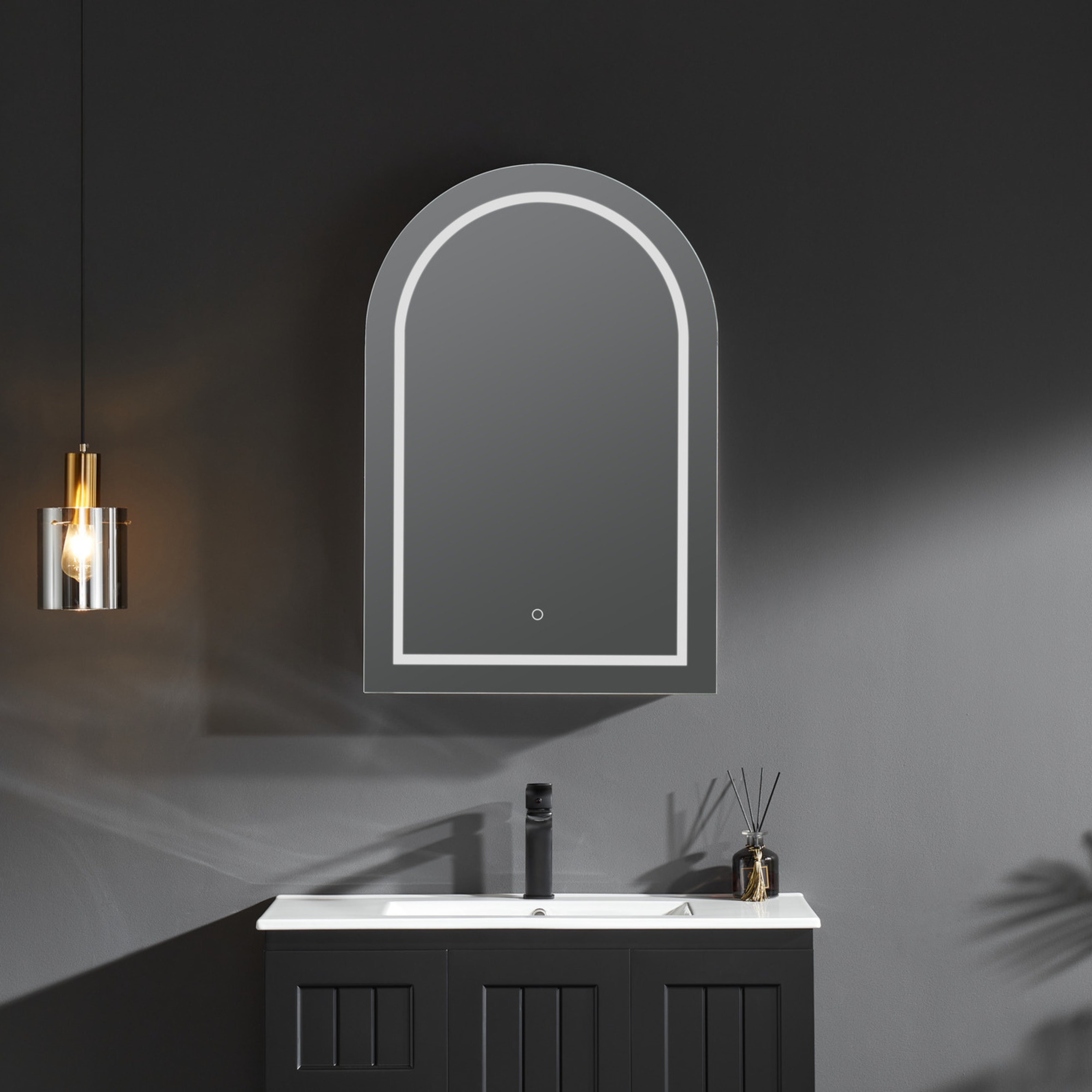 CETO OLIVIA MATTE BLACK LED MIRROR SHAVING CABINET 600X900MM