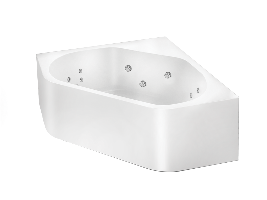 BROADWAY FS53 CORNER SPA BATHTUB WHITE 1290MM WITH 12 JETS