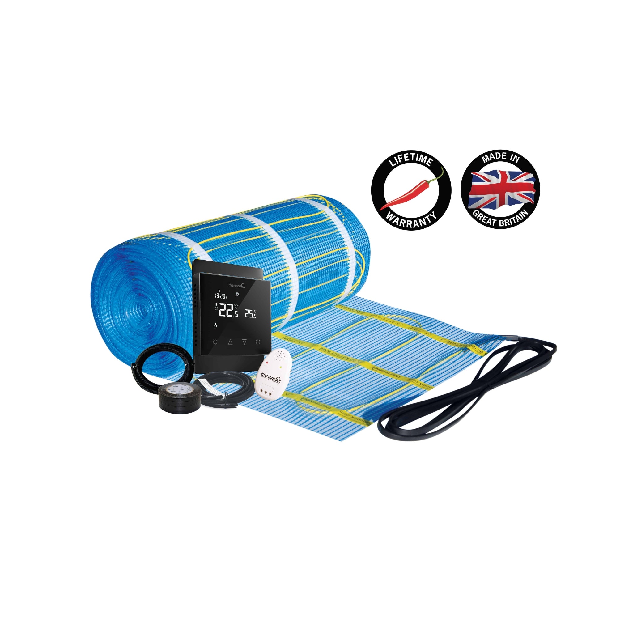 THERMOGROUP THERMONET 200W/M² IN SCREED HEATING KIT WITH BLACK THERMOSTAT