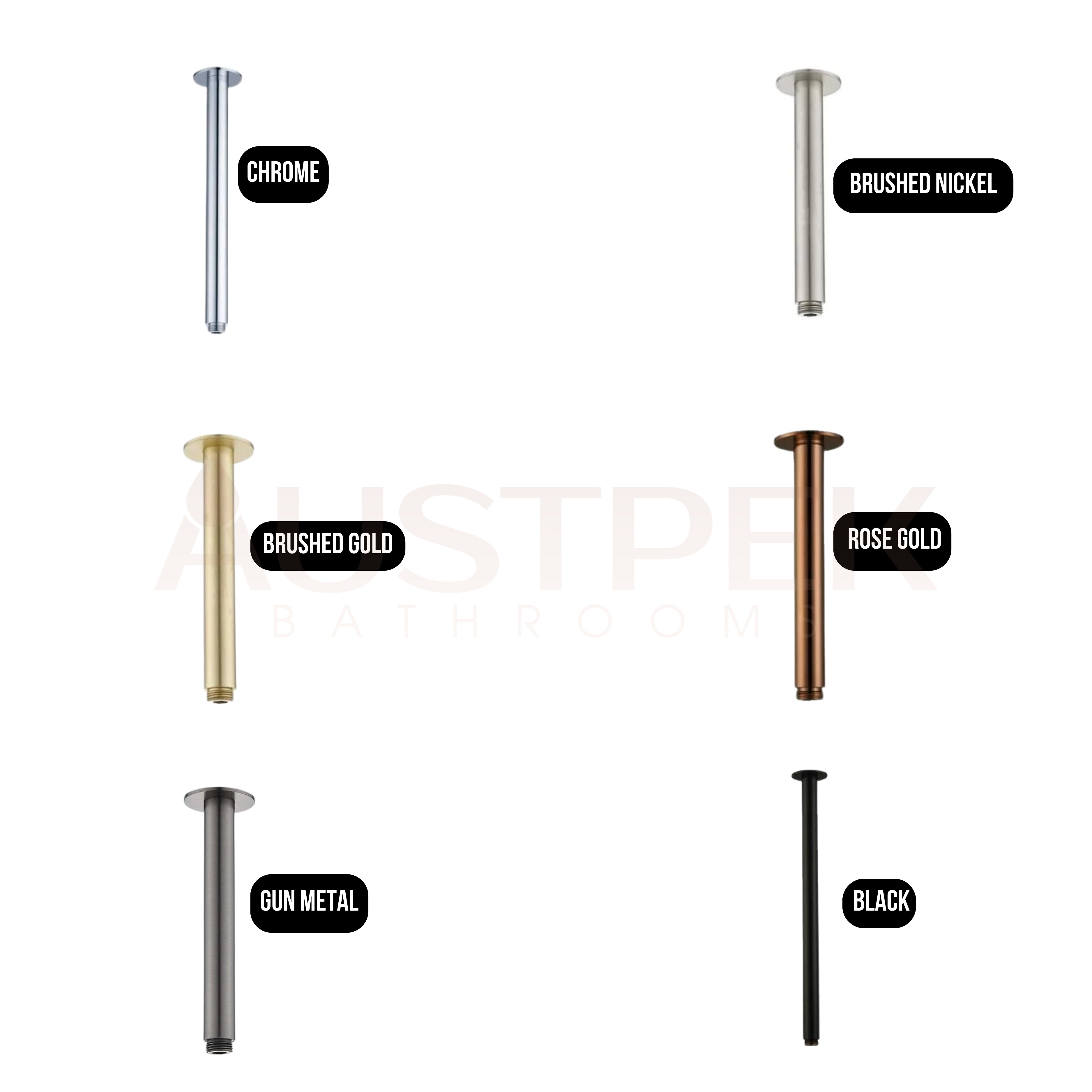 HELLYCAR CHRIS CEILING SHOWER ARM BRUSHED GOLD 100MM, 200MM,300MM AND 400MM
