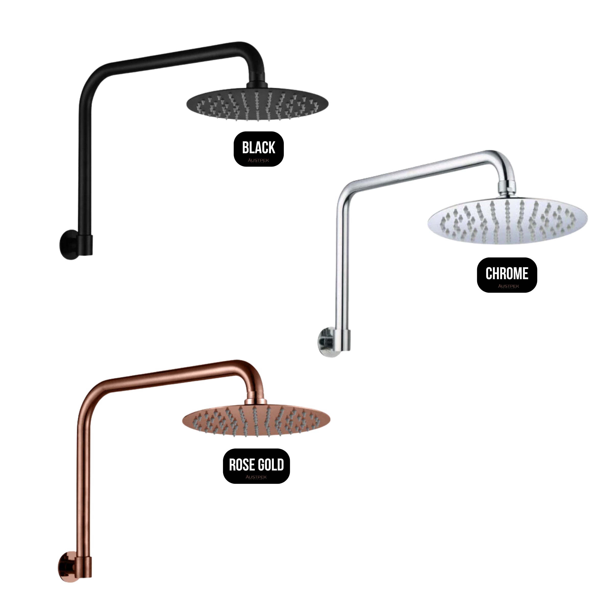 HELLYCAR CHRIS SHOWER ARM AND SHOWER HEAD ROSE GOLD 450MM AND 200MM