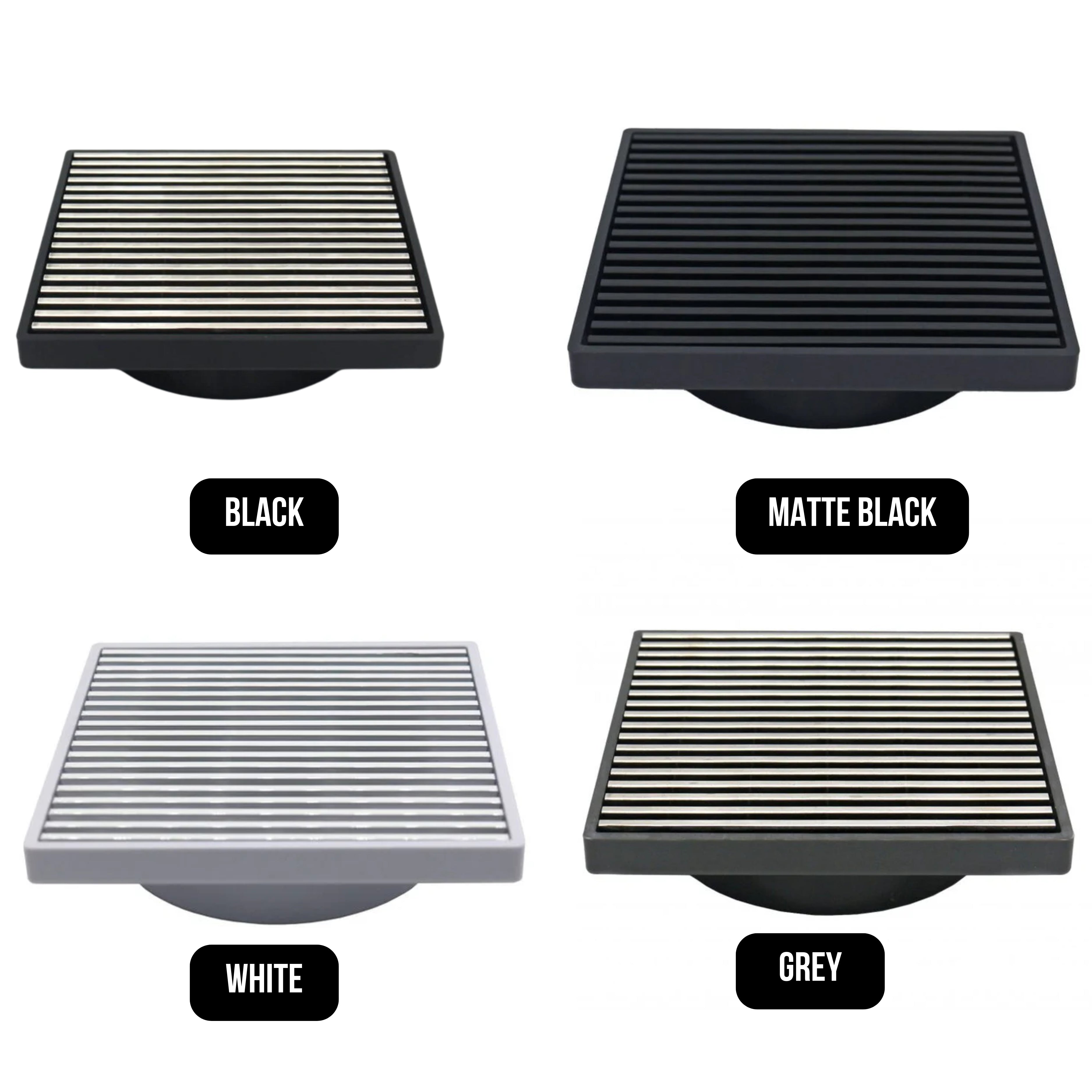 GRATES2GO SLIMLINE UPVC POINT DRAIN WITH WEDGE WIRE GRATE BLACK 117MM