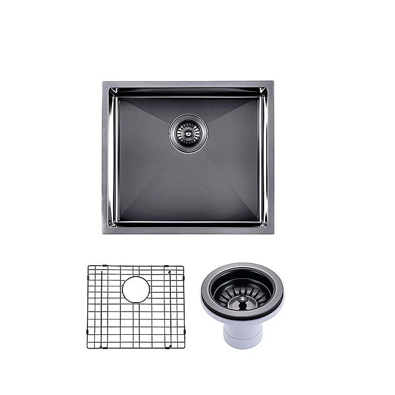 AQUAPERLA PVD STAINLESS STEEL SINGLE BOWL KITCHEN SINK GUN METAL 510MM