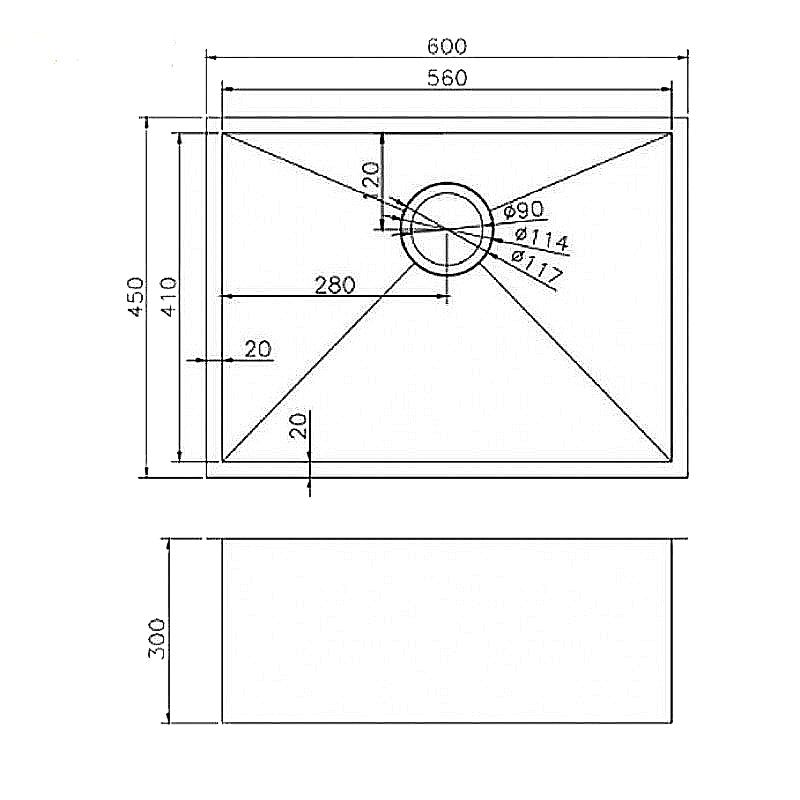 AQUAPERLA PVD STAINLESS STEEL SINGLE BOWL KITCHEN SINK GUN METAL 600MM