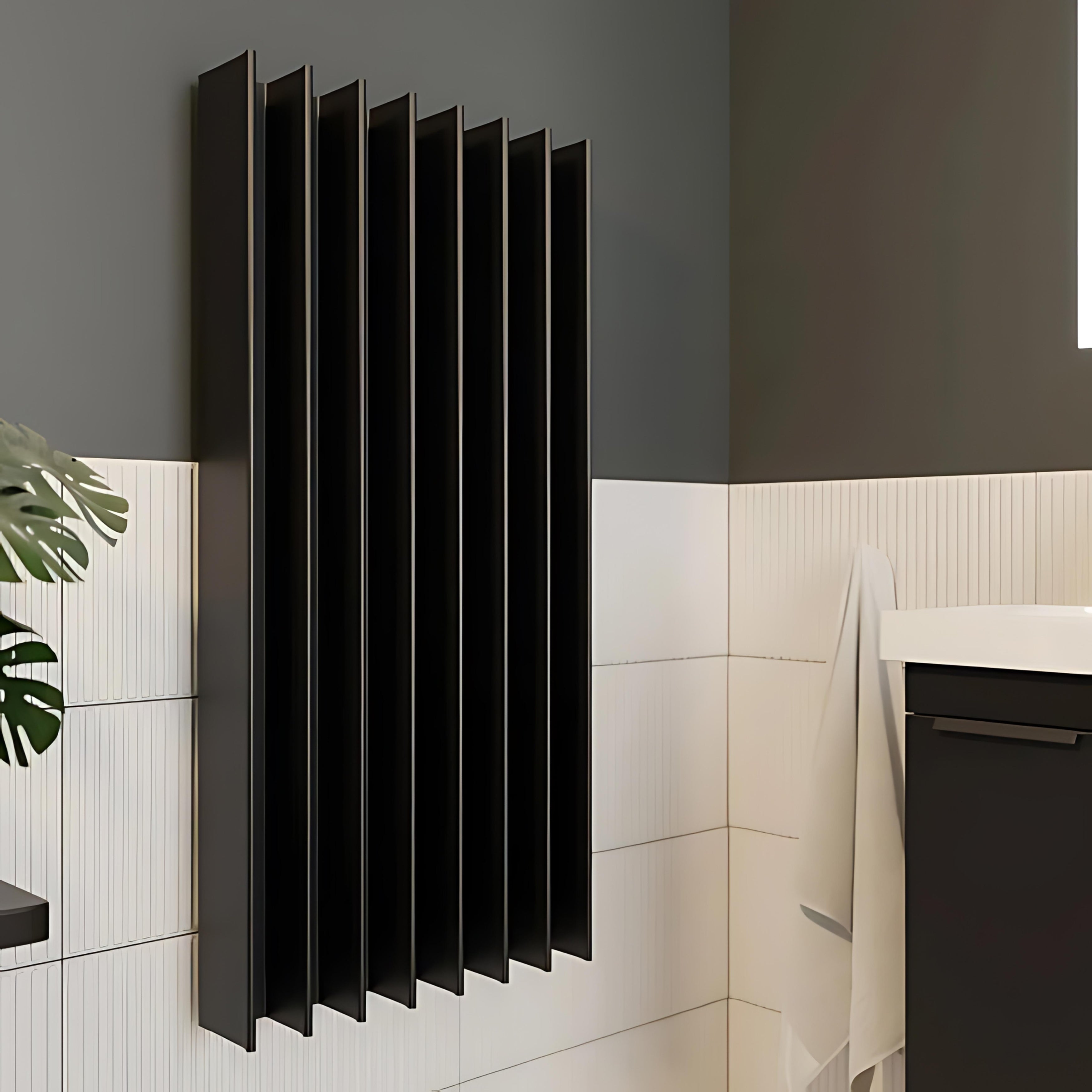 ESKIMO GORDON VERTICAL DOUBLE HEATED TOWEL RAIL BLACK 472MM