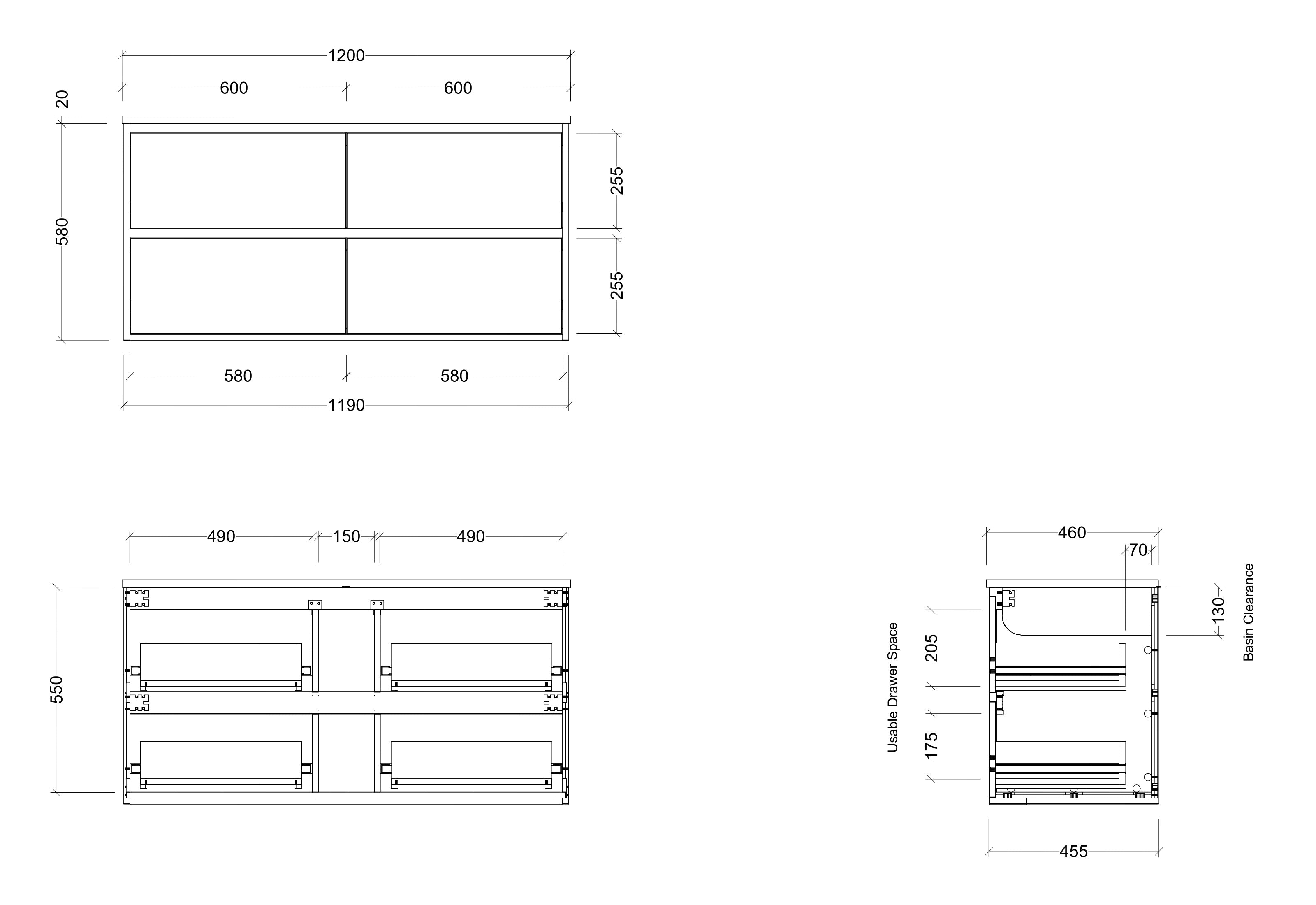 TIMBERLINE GRANGE CUSTOM WALL HUNG VANITY (ALL SIZING)