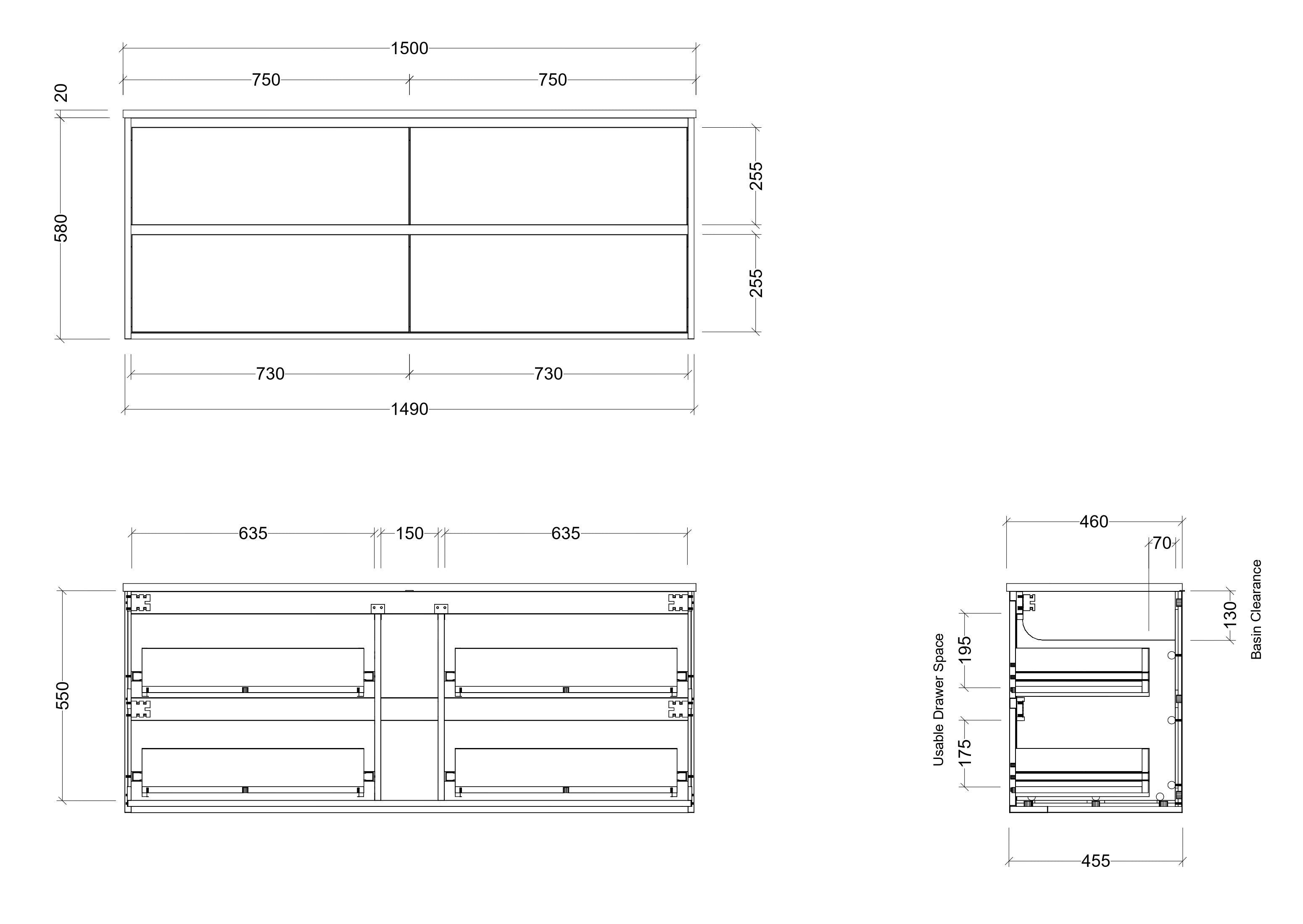 TIMBERLINE GRANGE CUSTOM WALL HUNG VANITY (ALL SIZING)