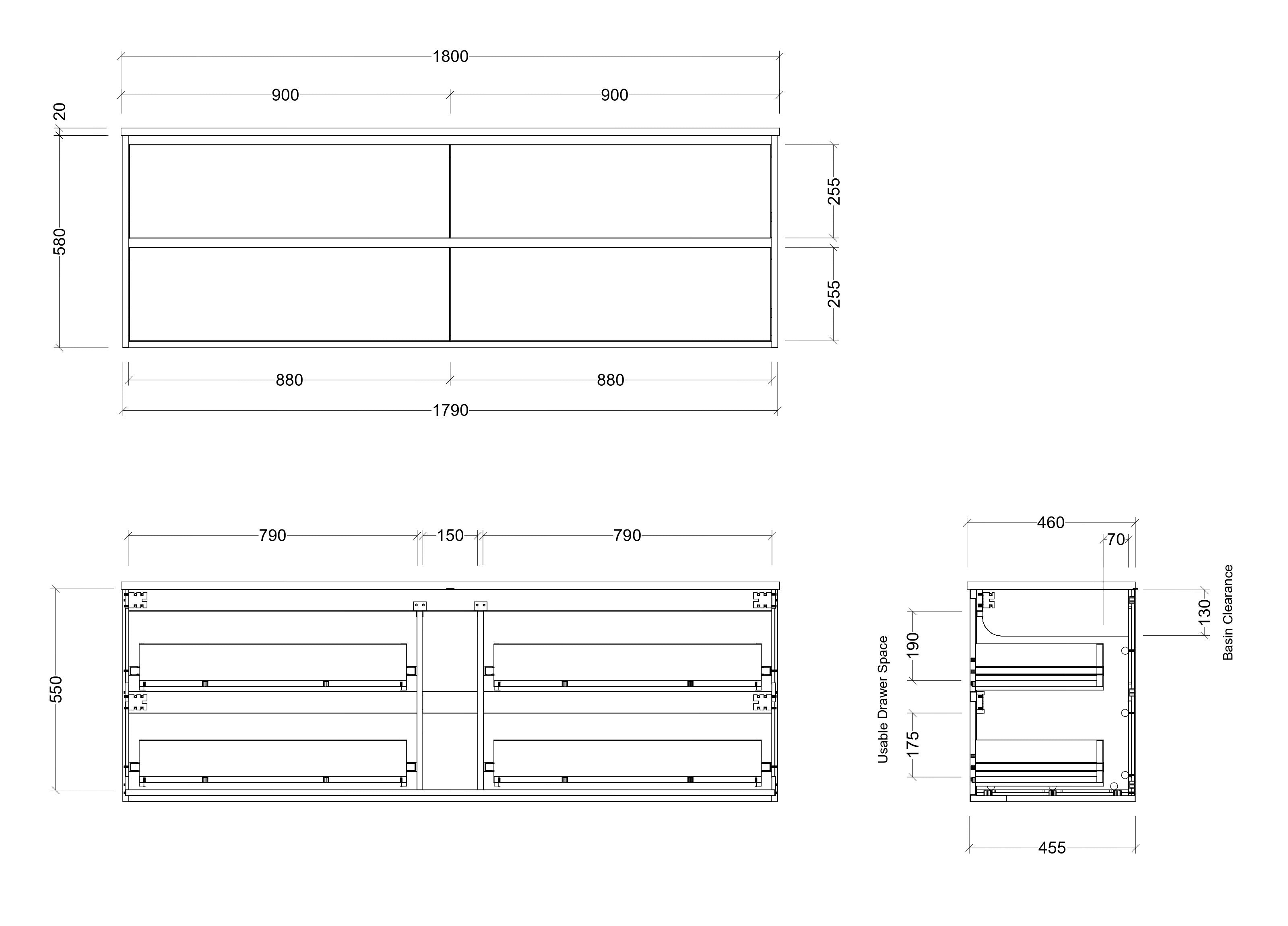 TIMBERLINE GRANGE CUSTOM WALL HUNG VANITY (ALL SIZING)