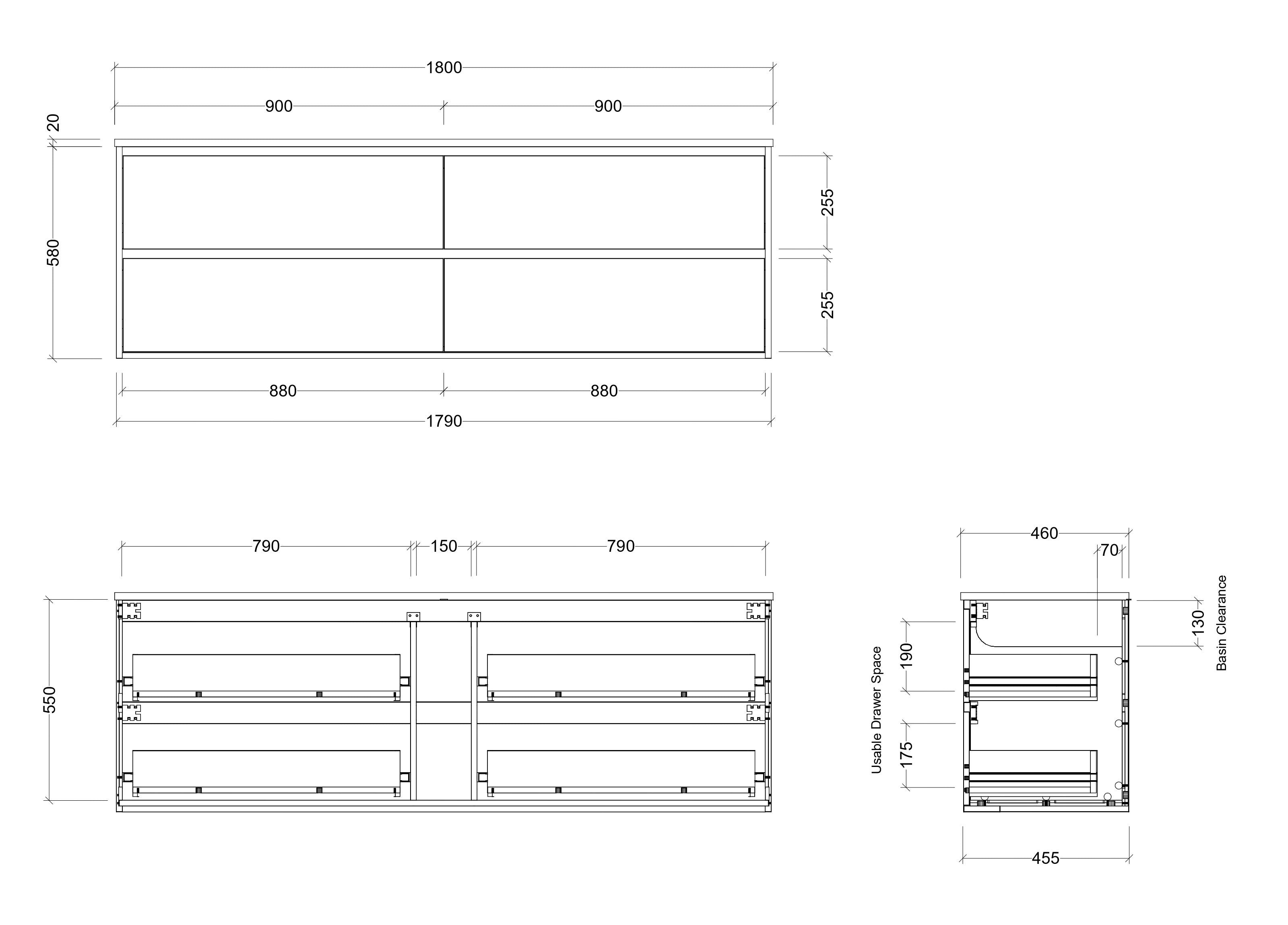 TIMBERLINE GRANGE CUSTOM WALL HUNG VANITY (ALL SIZING)