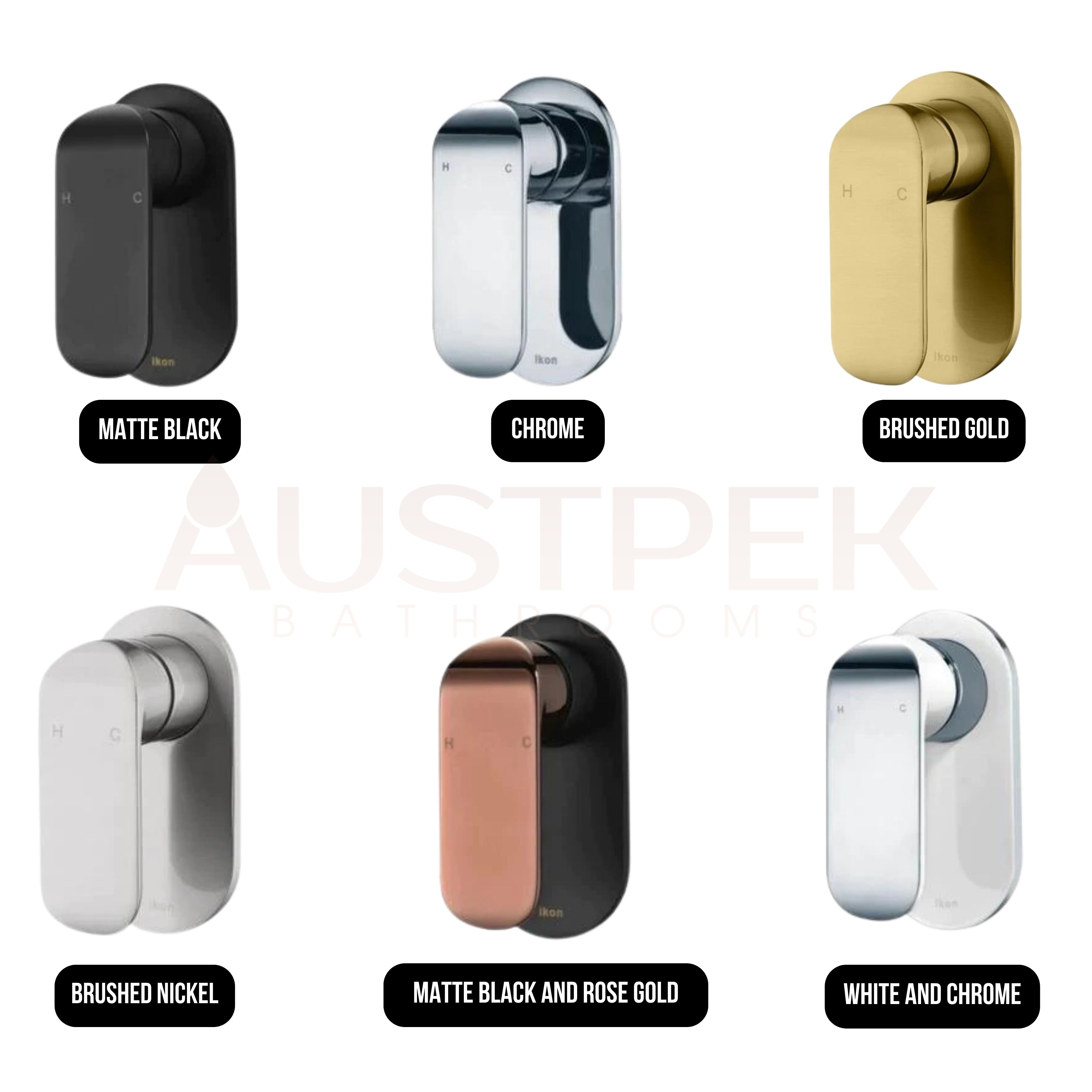 IKON KARA HANDLE WALL MIXER 133MM MATTE BLACK AND ROSE GOLD