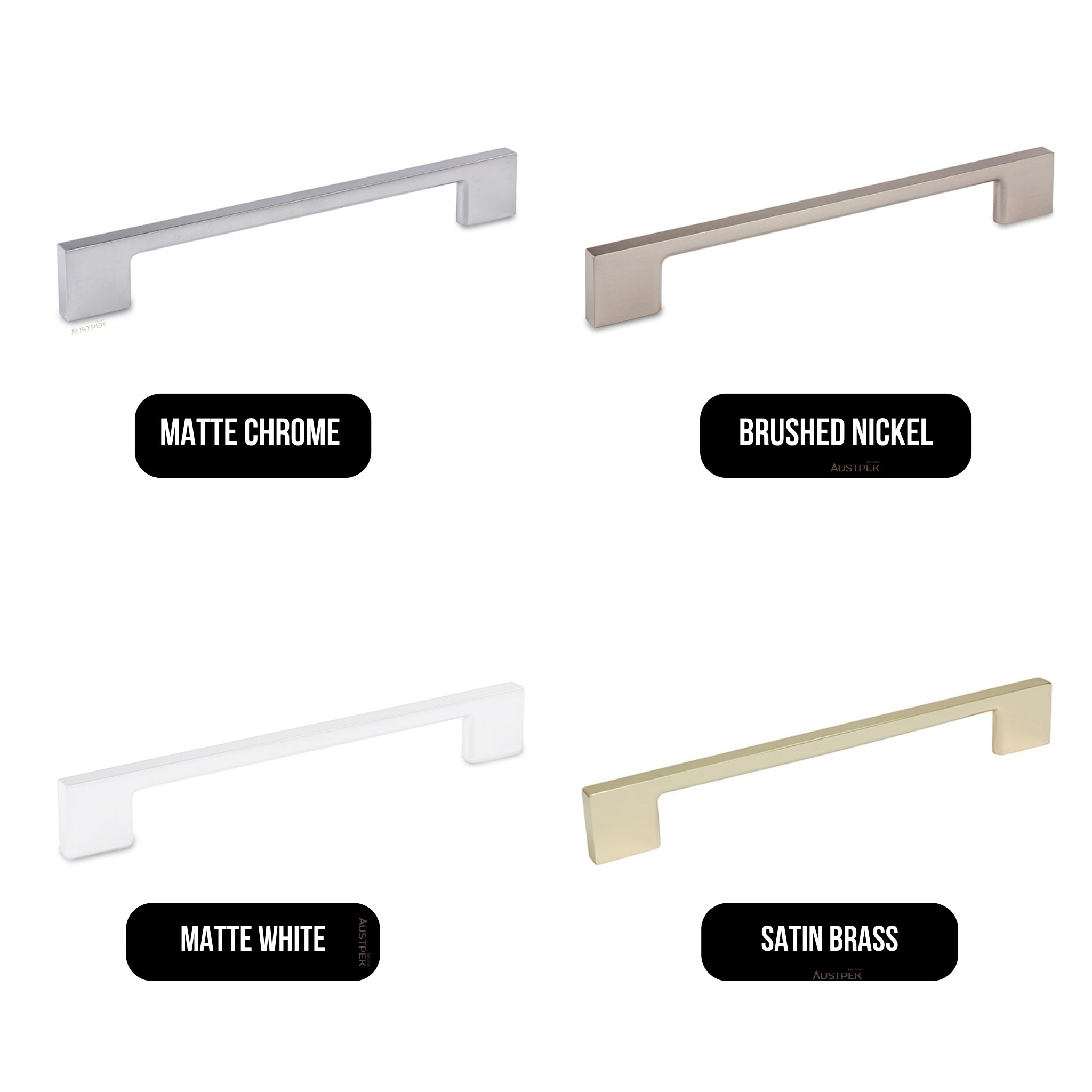 MODULR SQUARE HANDLE BRUSHED NICKEL (AVAILABLE IN 96MM, 128MM, 160MM, 192MM, 240MM AND 320MM)