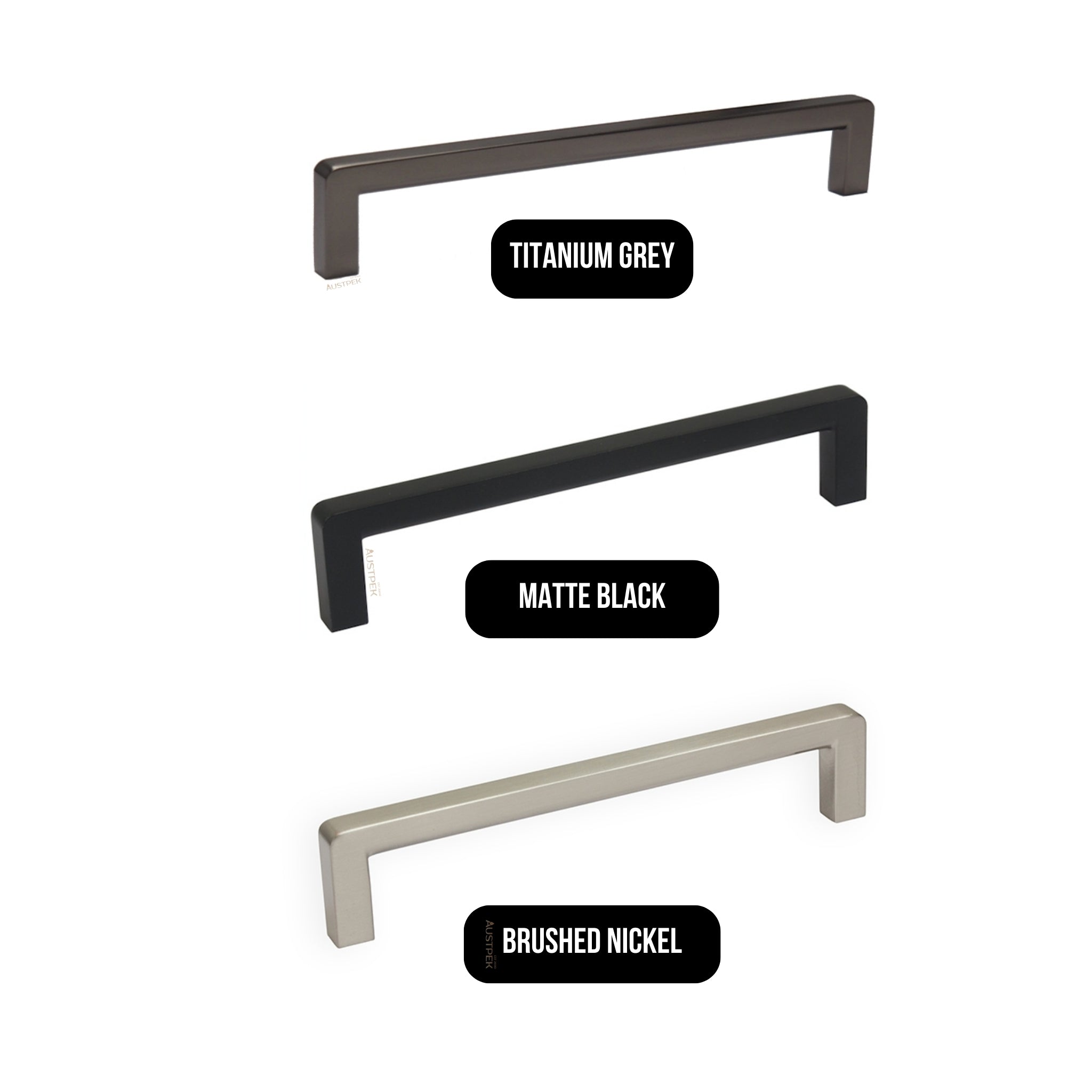 MODULR SQUARE HANDLE BRUSHED NICKEL (AVAILABLE IN 96MM, 128MM, 160MM, 192MM, 256MM, 320MM AND 416MM)