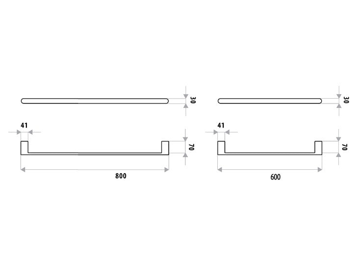 LINKWARE HUNTINGWOOD SINGLE NON-HEATED TOWEL RAIL CHROME 600MM AND 800MM