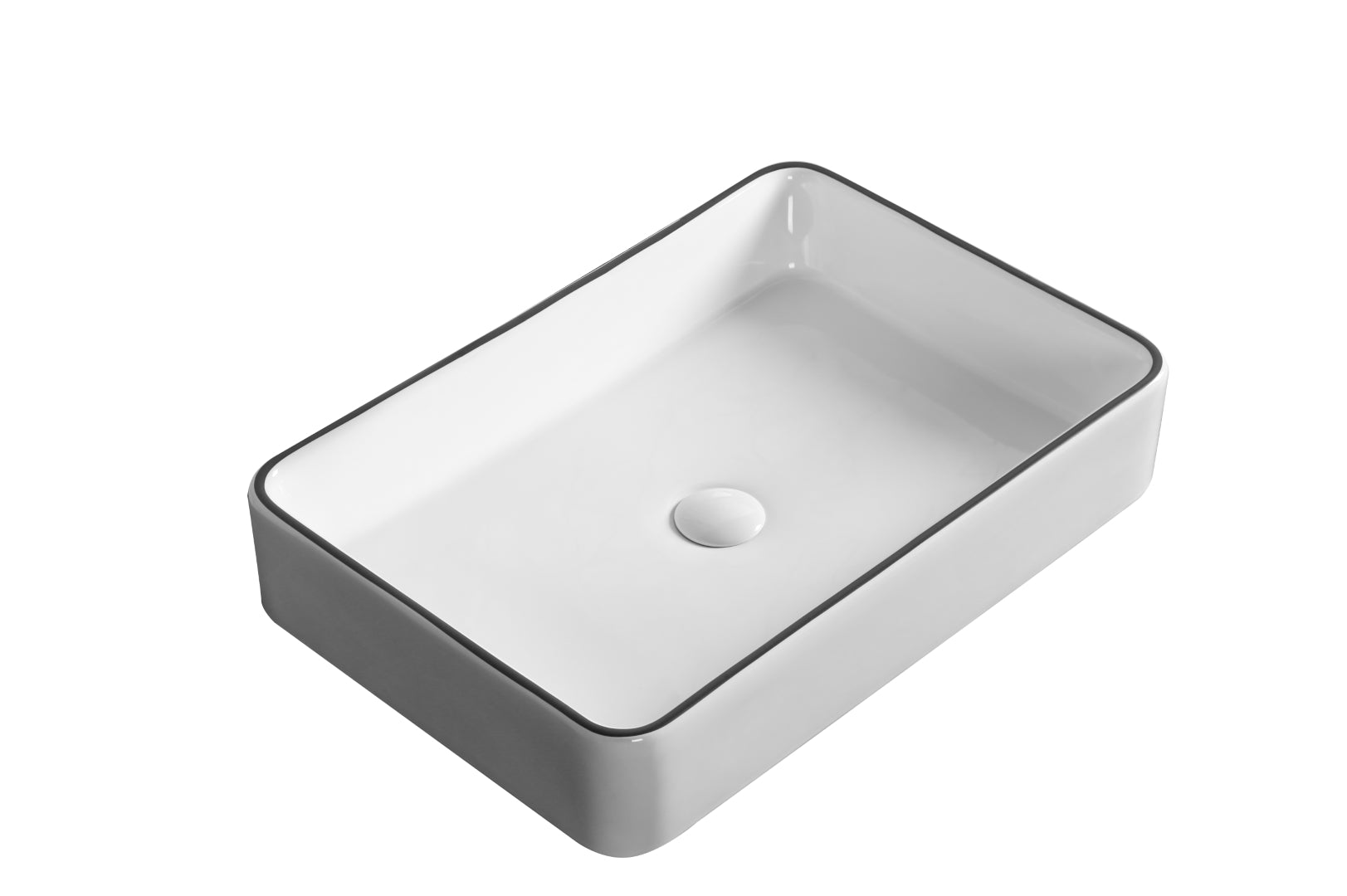 INFINITY ABOVE COUNTER BASIN RECTANGULAR GLOSS WHITE / BLACK EDGE 610MM