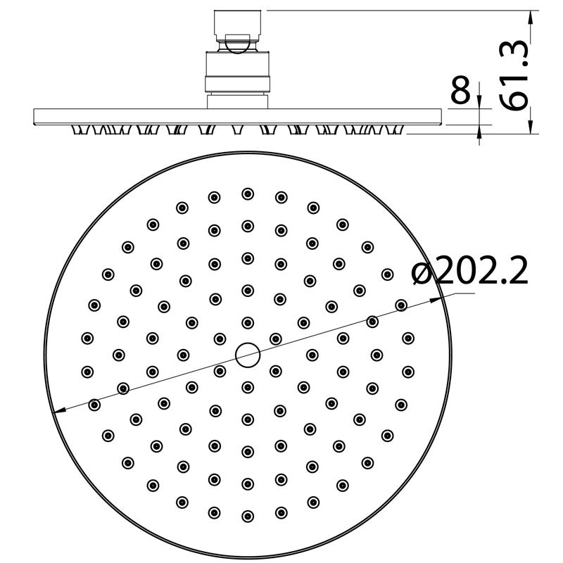 IKON CORA ROUND BRASS SHOWER HEAD 200MM CHROME