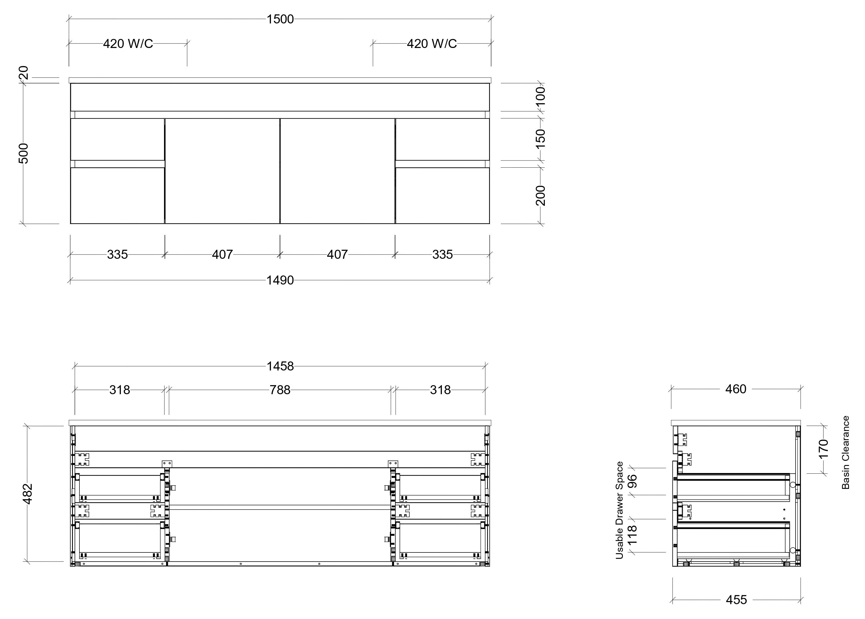 TIMBERLINE INDIANA CUSTOM WALL HUNG VANITY (ALL SIZING)