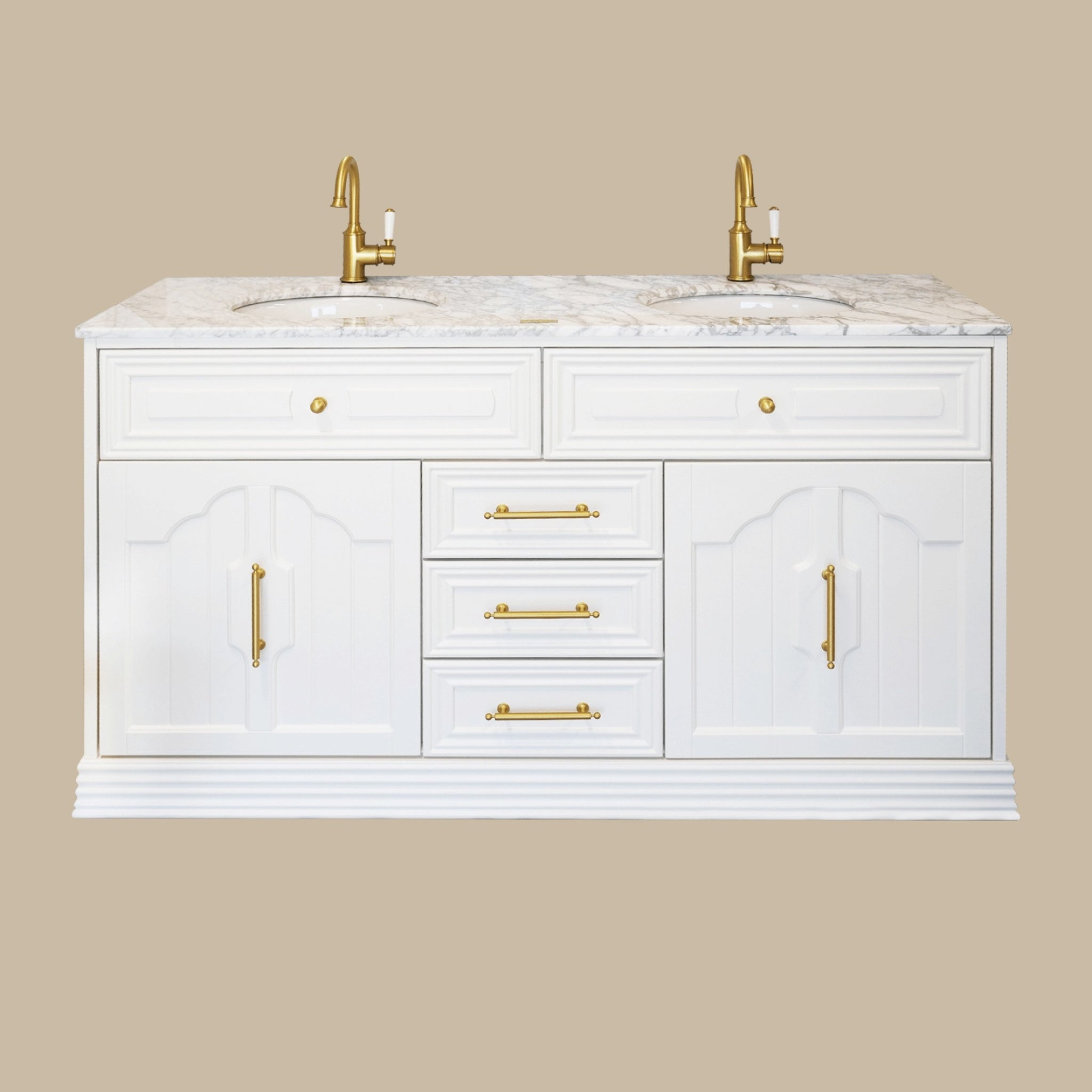 JOINERY BY BEARS ELEANOR CLASSIC WHITE 1500MM DOUBLE BOWL FREESTANDING VANITY PACKAGE