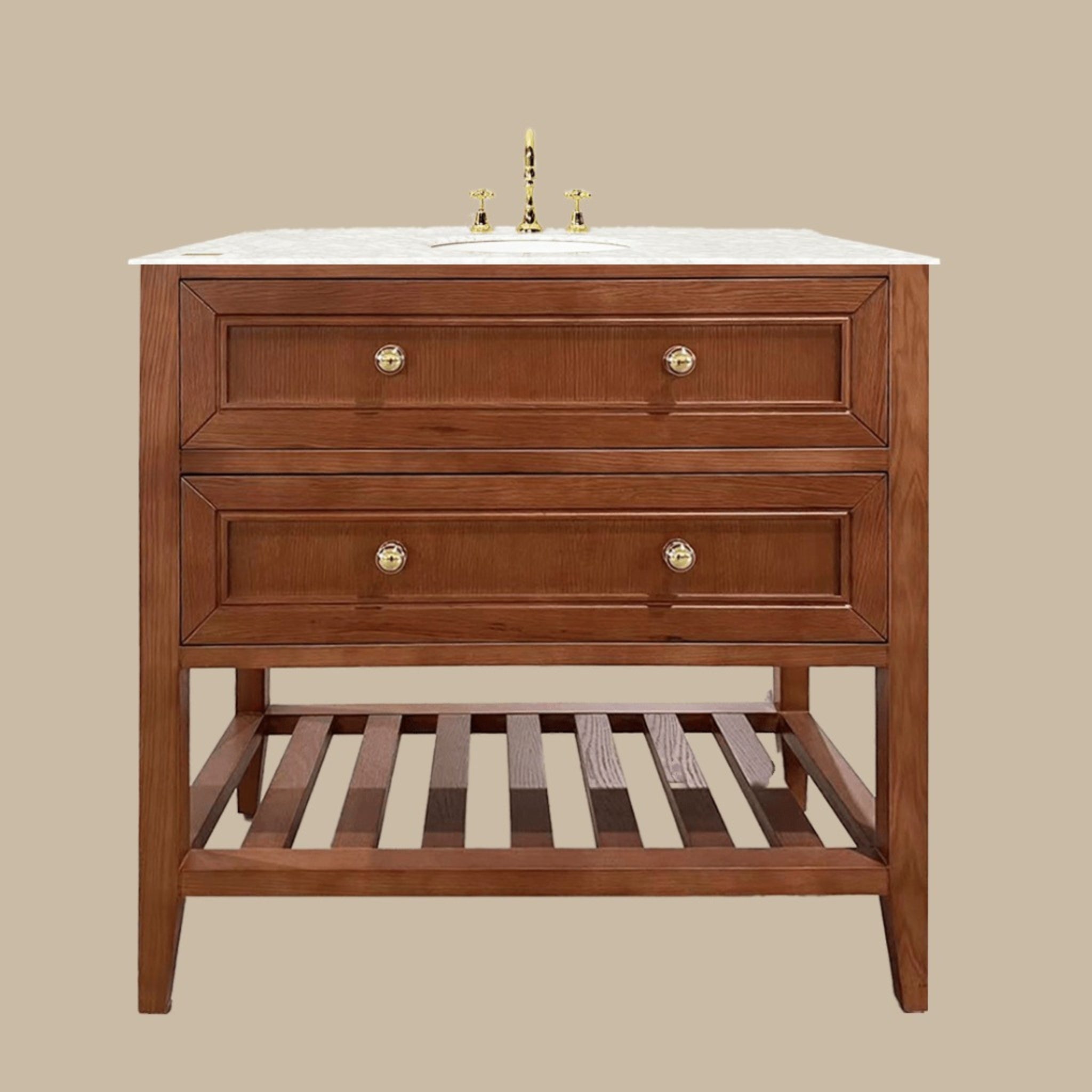 JOINERY BY BEARS AUDREY BROWN OAK 900MM SINGLE BOWL FREESTANDING VANITY PACKAGE