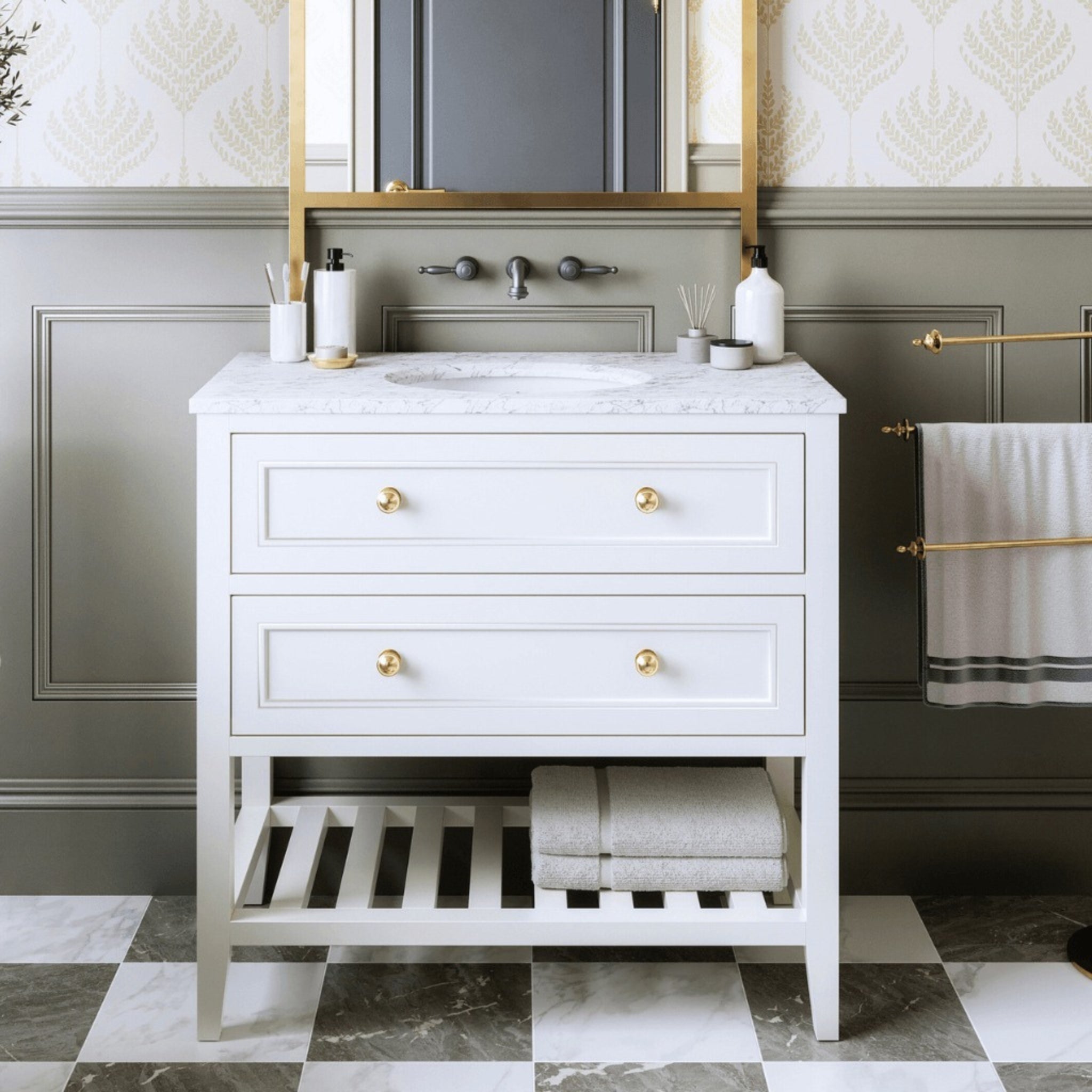 JOINERY BY BEARS AUDREY CLASSIC WHITE 900MM SINGLE BOWL FREESTANDING VANITY PACKAGE