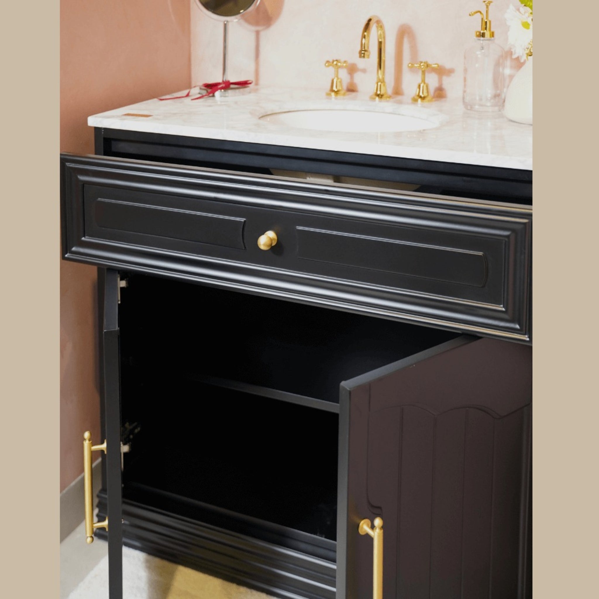 JOINERY BY BEARS ELEANOR BLACK 900MM SINGLE BOWL FREESTANDING VANITY PACKAGE