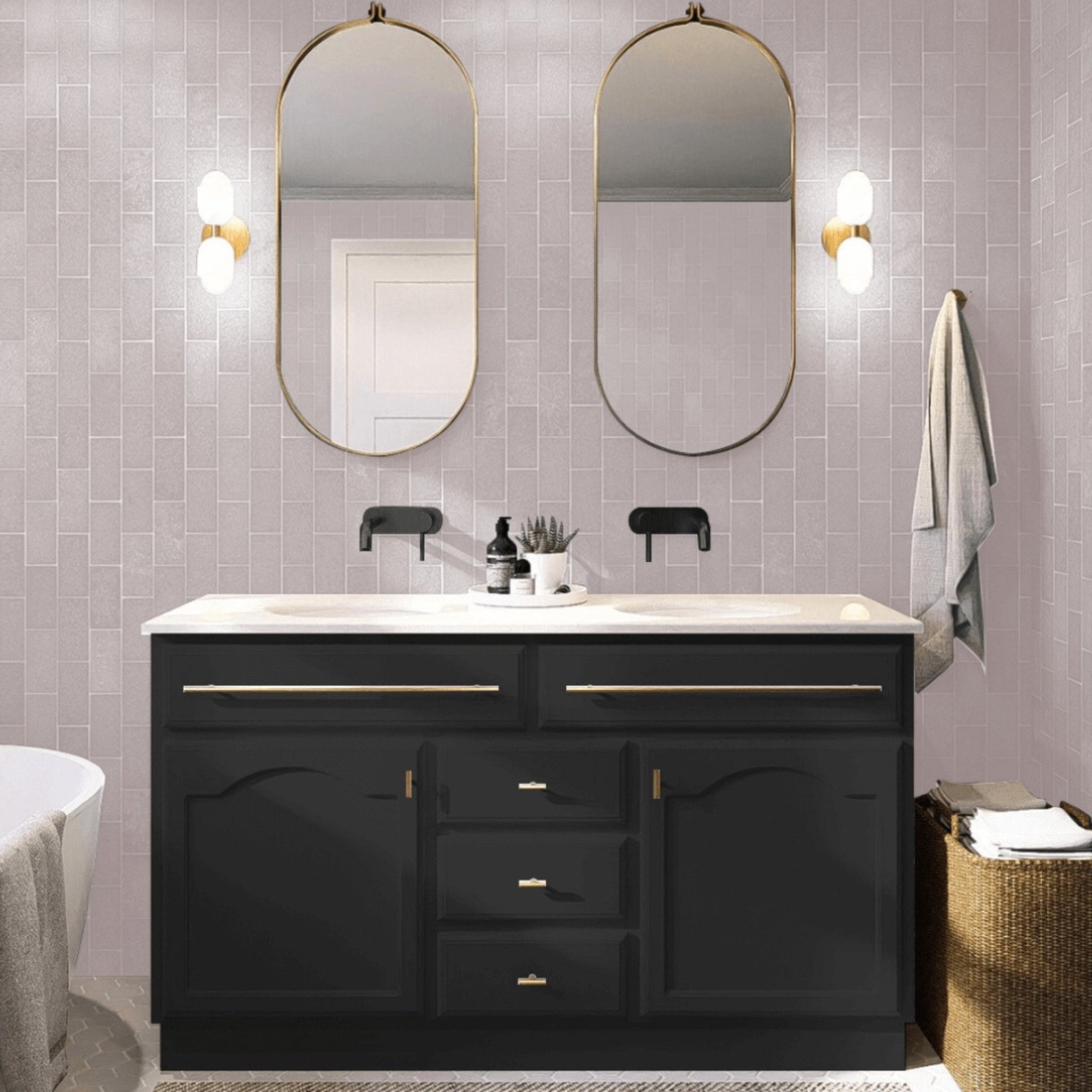 JOINERY BY BEARS ELISE BLACK 1500MM DOUBLE BOWL FREESTANDING VANITY PACKAGE