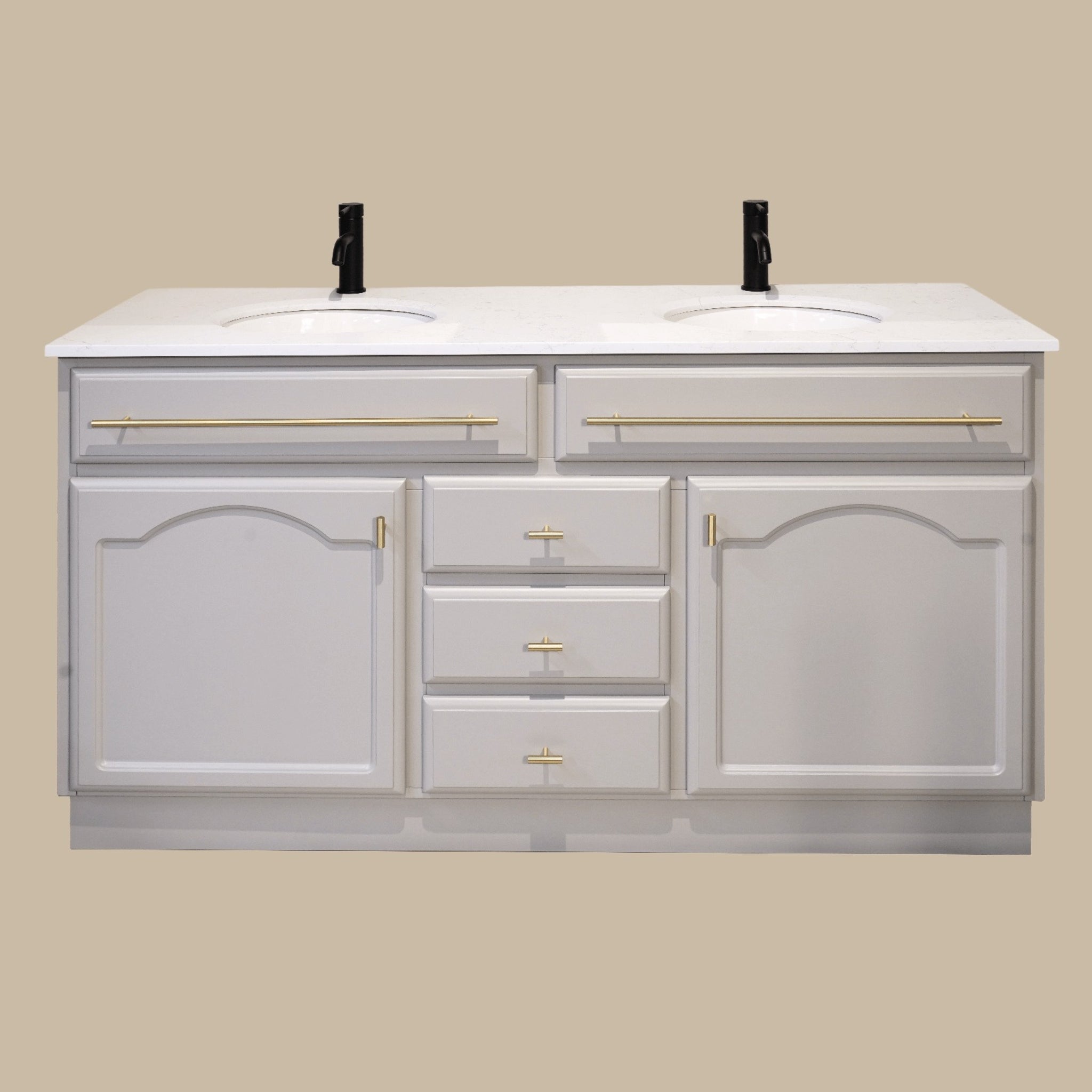 JOINERY BY BEARS ELISE PEARL GREY 1500MM DOUBLE BOWL FREESTANDING VANITY PACKAGE