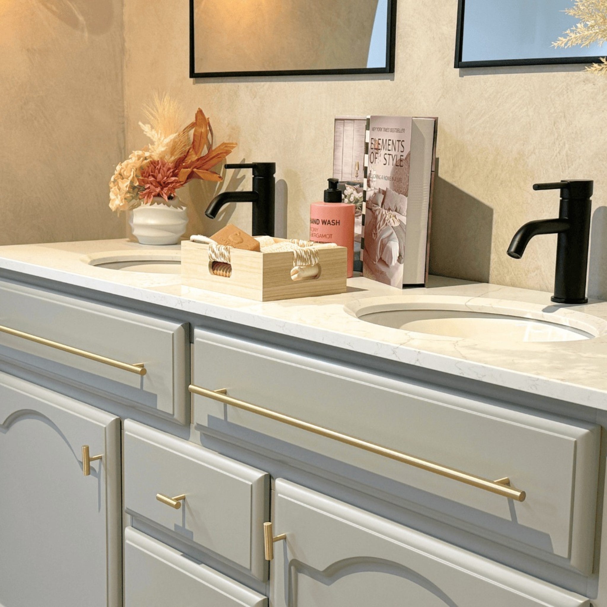 JOINERY BY BEARS ELISE PEARL GREY 1500MM DOUBLE BOWL FREESTANDING VANITY PACKAGE