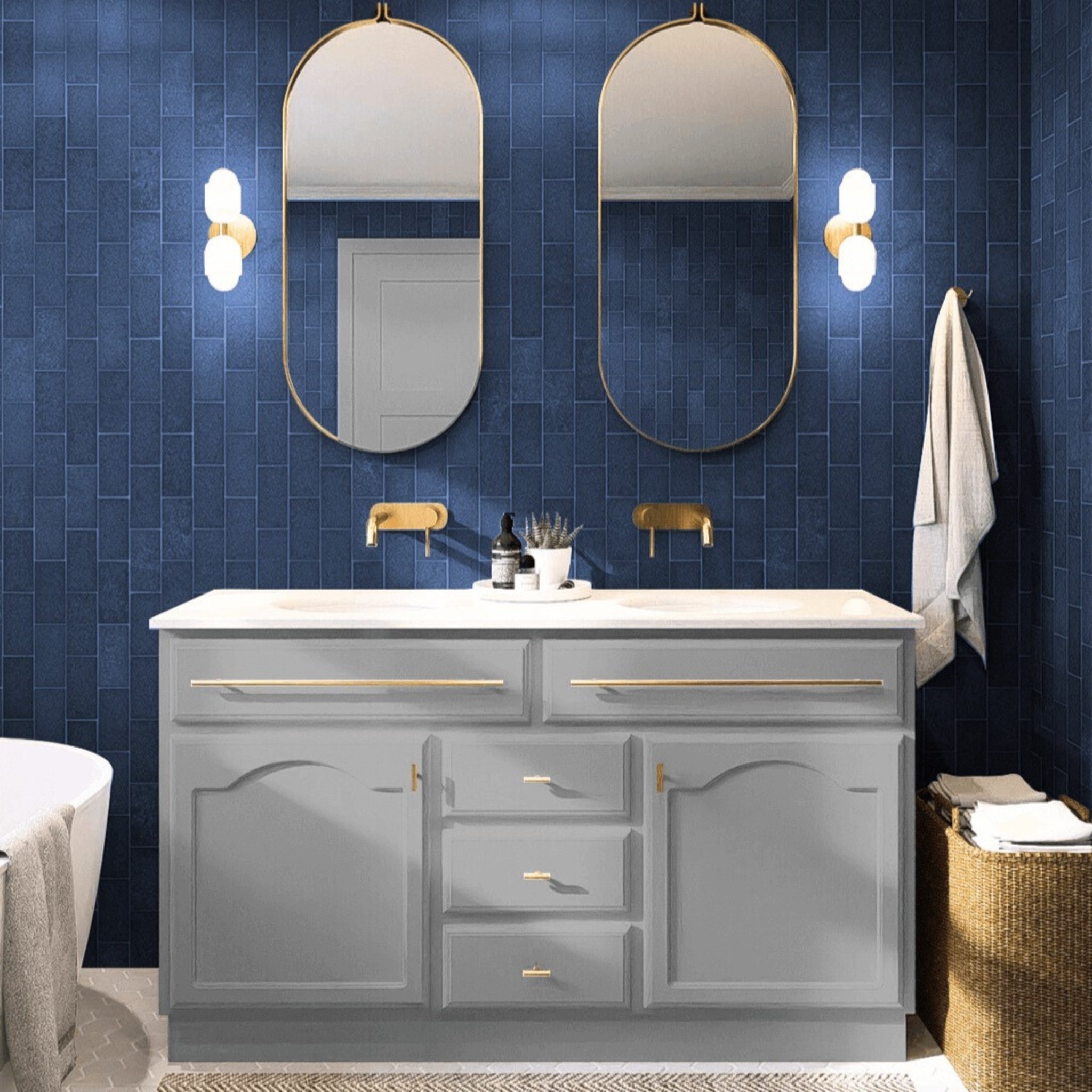 JOINERY BY BEARS ELISE PEARL GREY 1500MM DOUBLE BOWL FREESTANDING VANITY PACKAGE