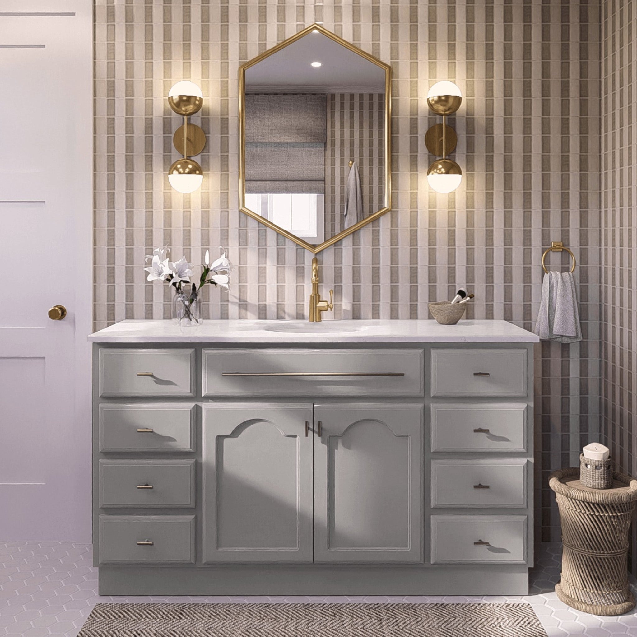 JOINERY BY BEARS ELISE PEARL GREY 1500MM SINGLE BOWL FREESTANDING VANITY PACKAGE