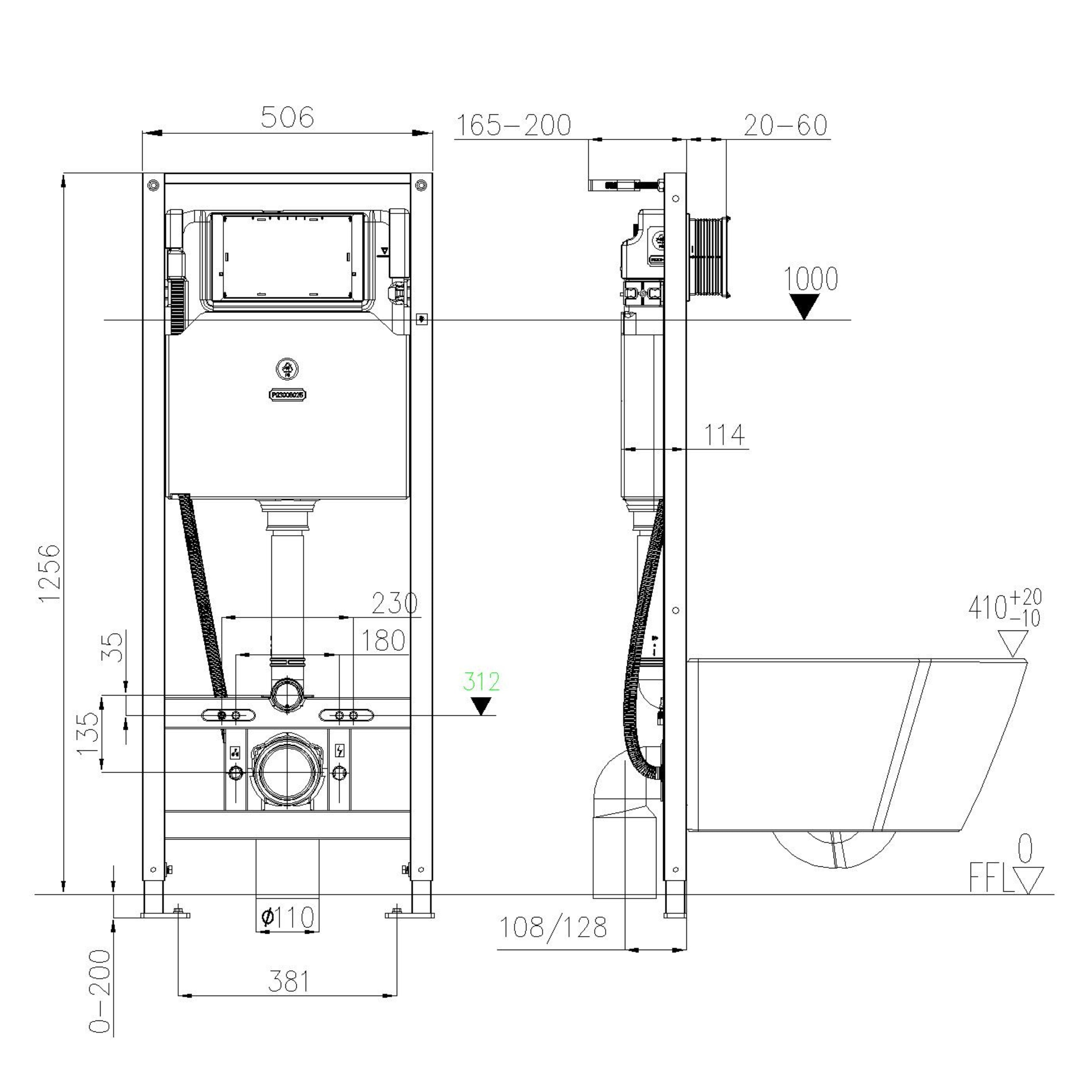 JOMOO RIMLESS WALL HUNG SMART TOILET PACKAGE W/ INWALL CISTERN PUSH BUTTON AND REMOTE CONTROL (D-SHAPE) GLOSS WHITE