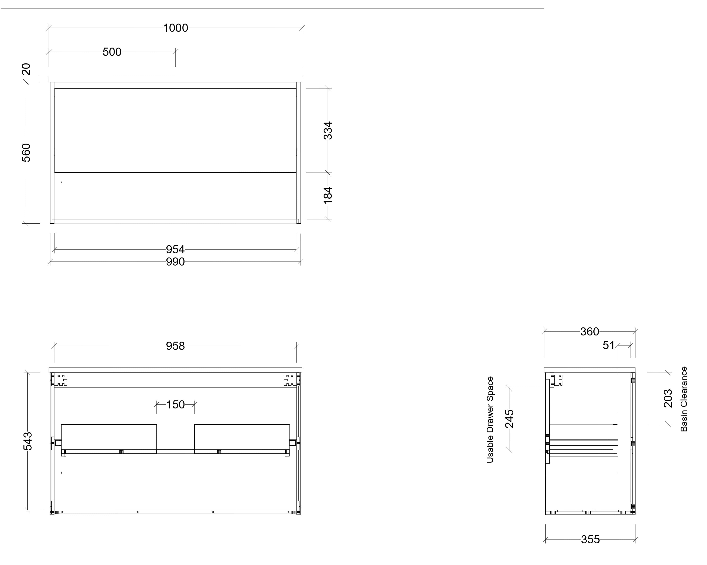 TIMBERLINE KARLIE CUSTOM WALL HUNG VANITY (ALL SIZING)